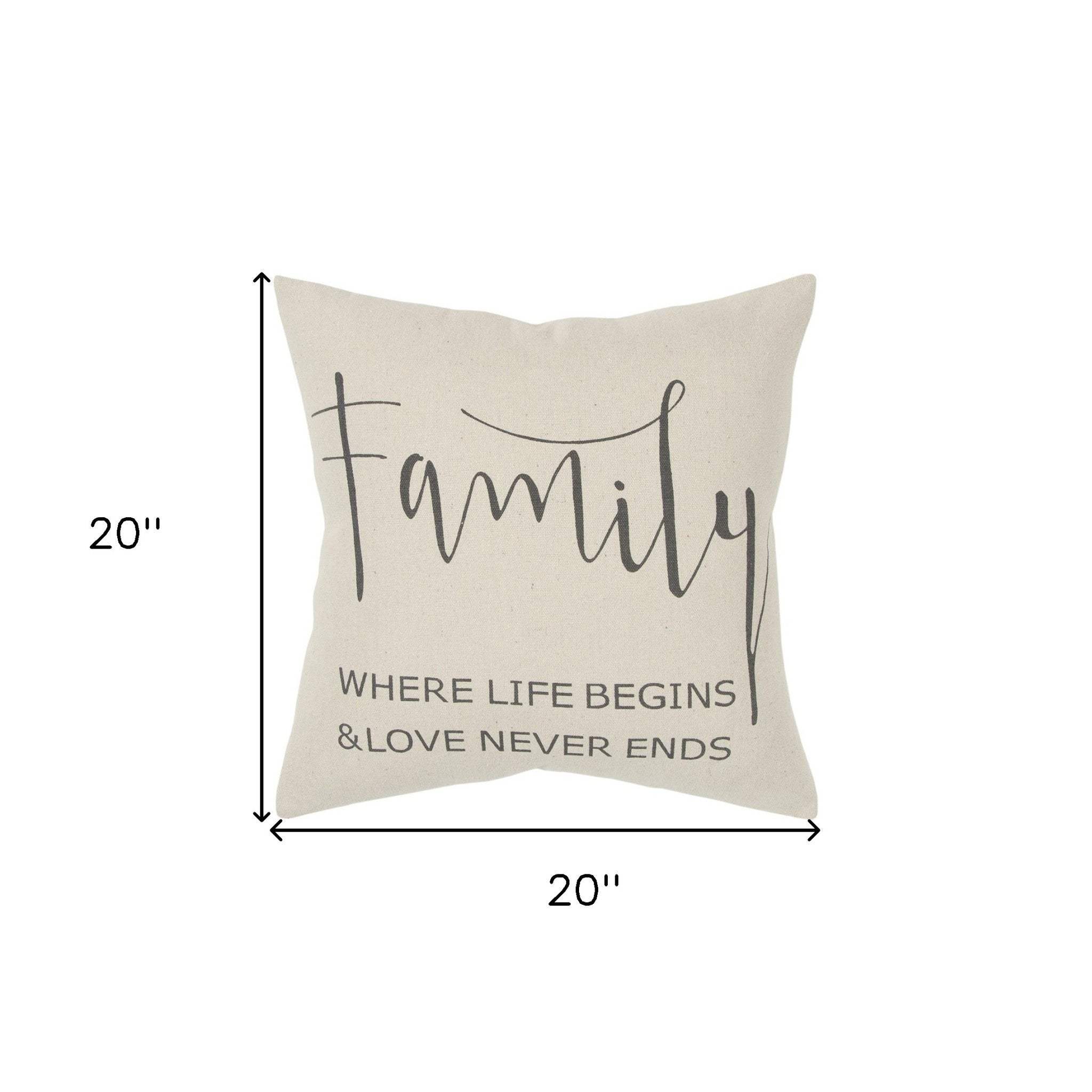 Gray Cream Canvas Family Love Throw Pillow - Image 7