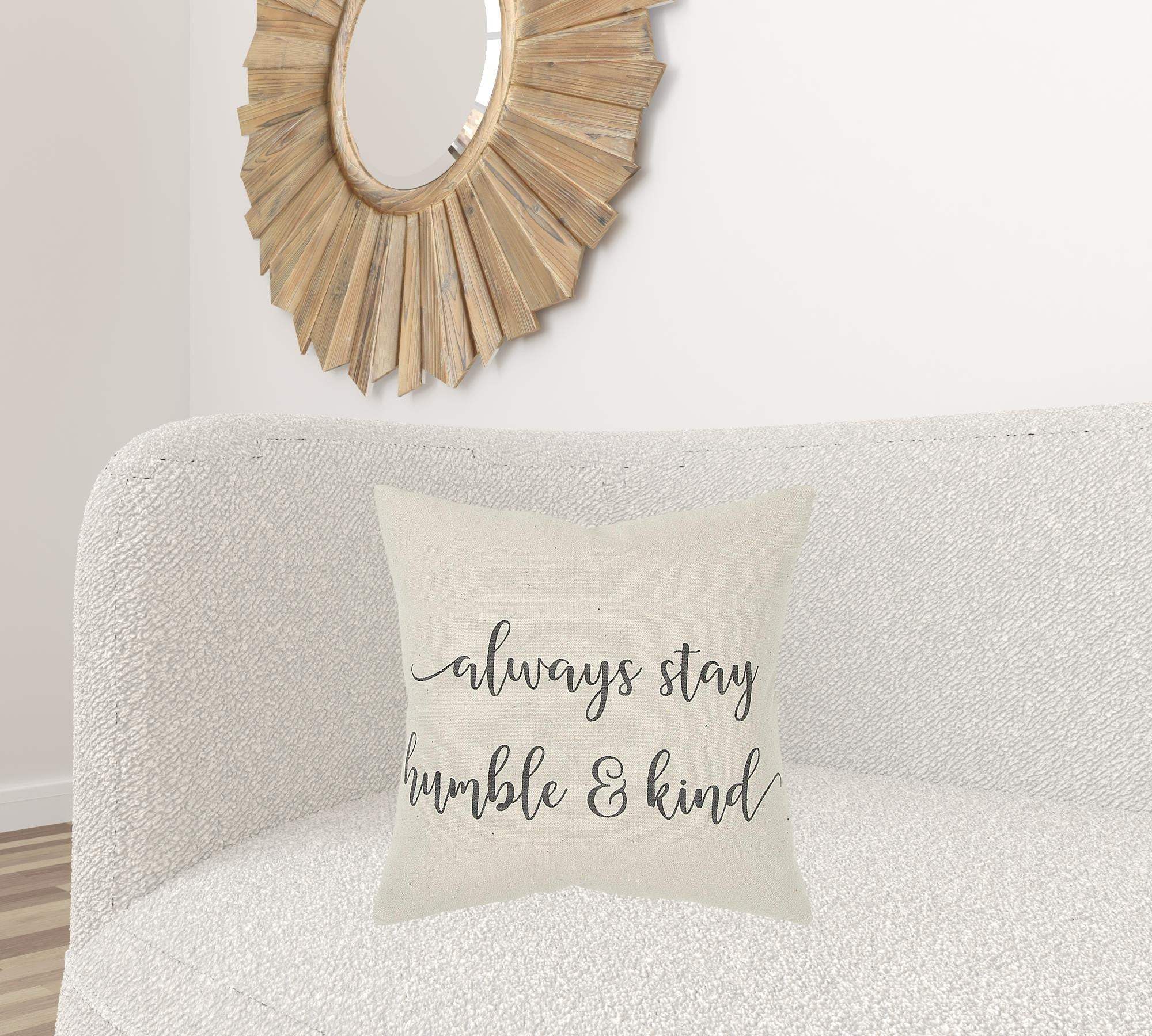 Gray Cream Humble and Kind Throw Pillow - Image 2