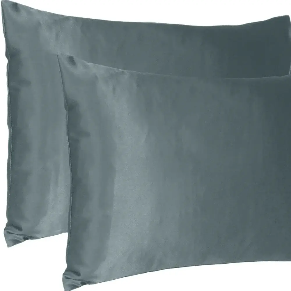Gray Dreamy Set Of 2 Silky Satin King Pillowcases - Image 7