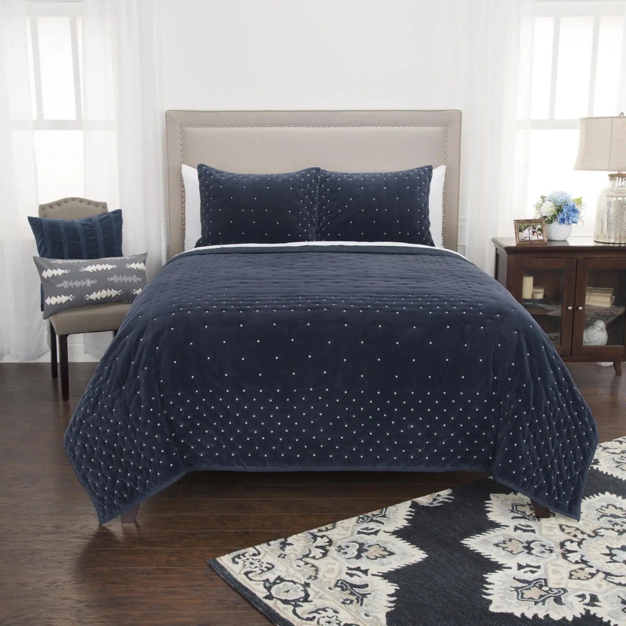 Gray King Cotton Blend 300 Thread Count Dry Clean Only Down Alternative Comforter - Image 4