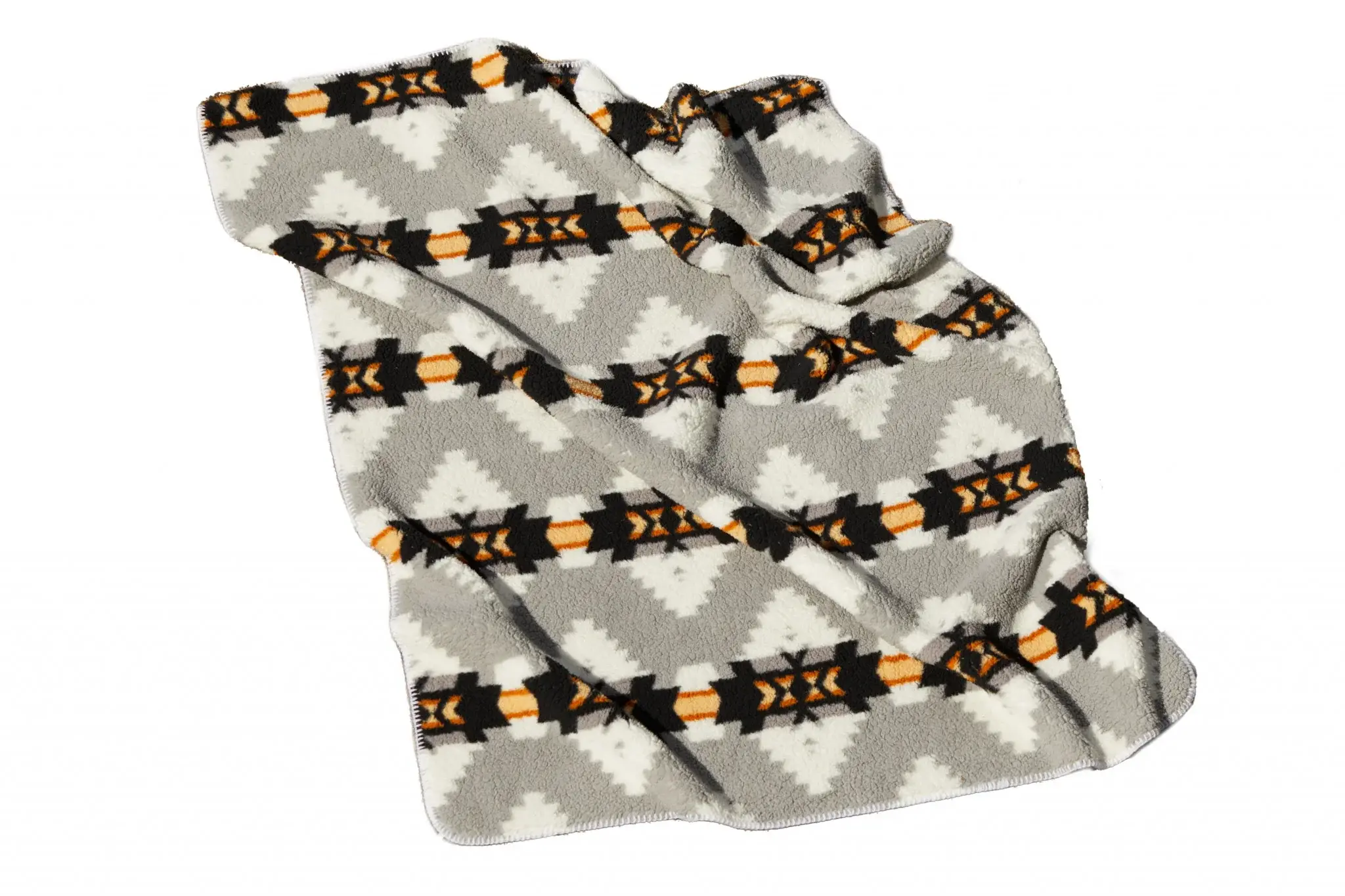 Gray Knitted Sherpa Geometric Reversable Throw - Image 3