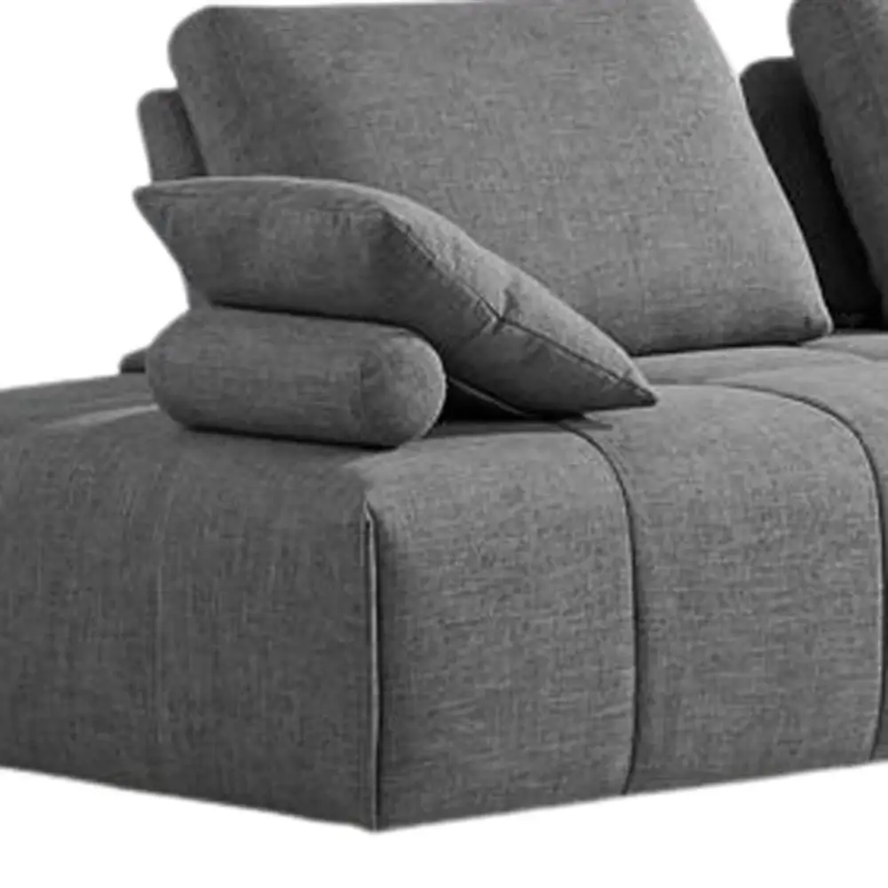 Gray Polyester Modular L Shaped Two Piece Sofa and Chaise Sectional And Toss Pillows - Image 4