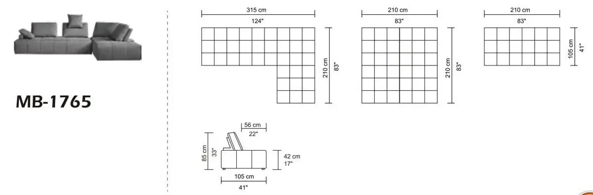 Gray Polyester Modular L Shaped Two Piece Sofa and Chaise Sectional And Toss Pillows - Image 7