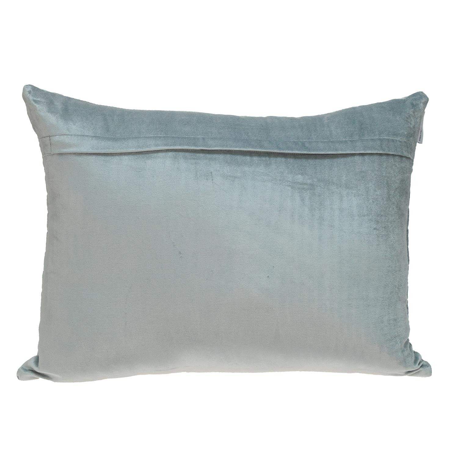 Gray Quilted Velvet Zig Zag Decorative Lumbar Pillow - Image 3