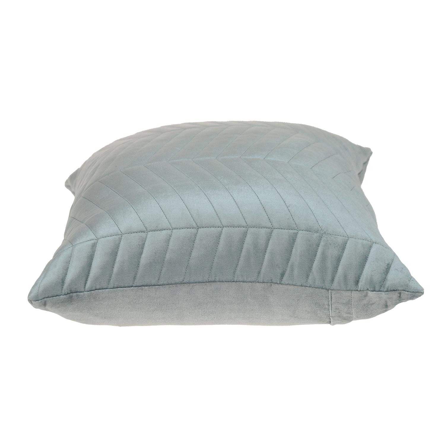Gray Quilted Velvet Zig Zag Decorative Lumbar Pillow - Image 4