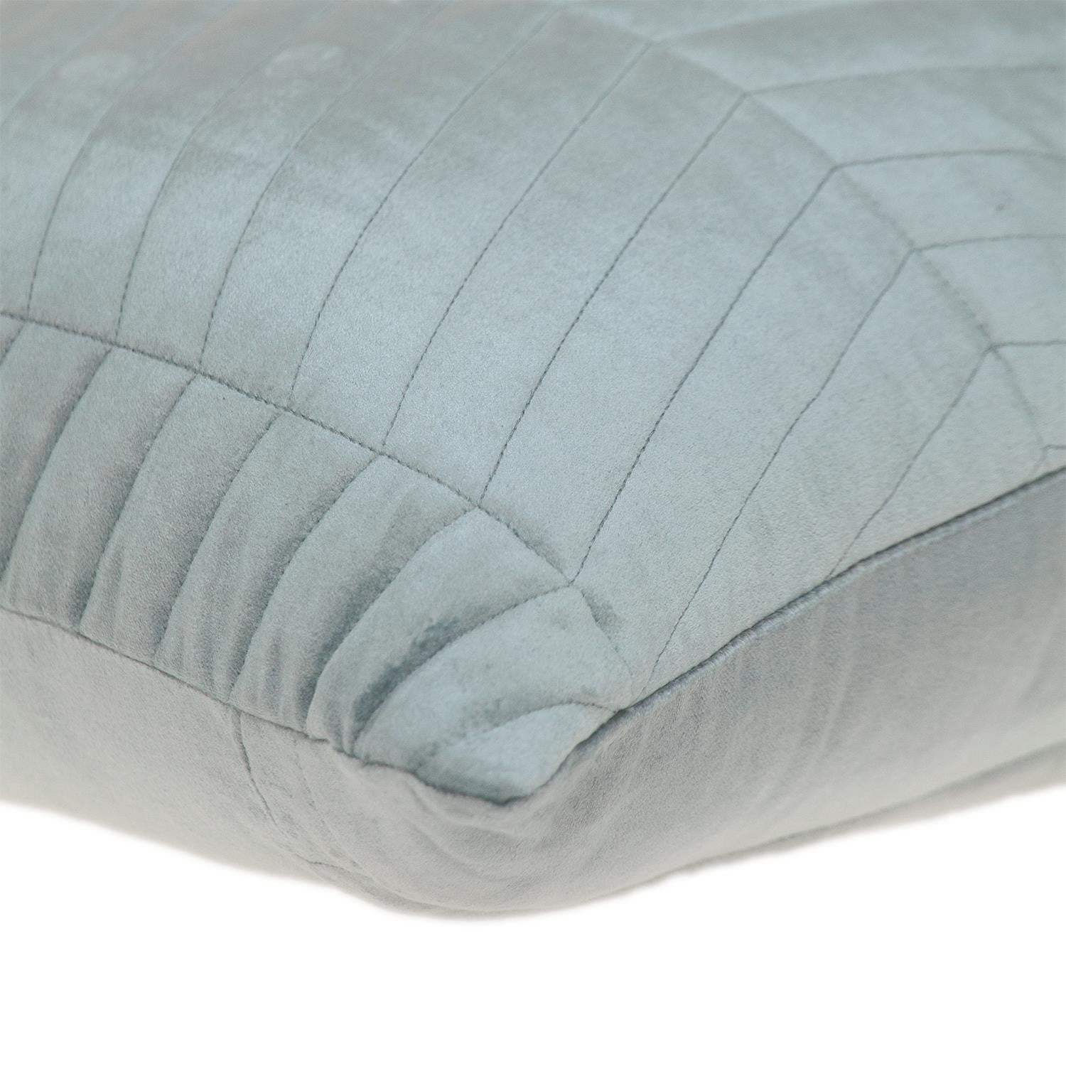 Gray Quilted Velvet Zig Zag Decorative Lumbar Pillow - Image 6