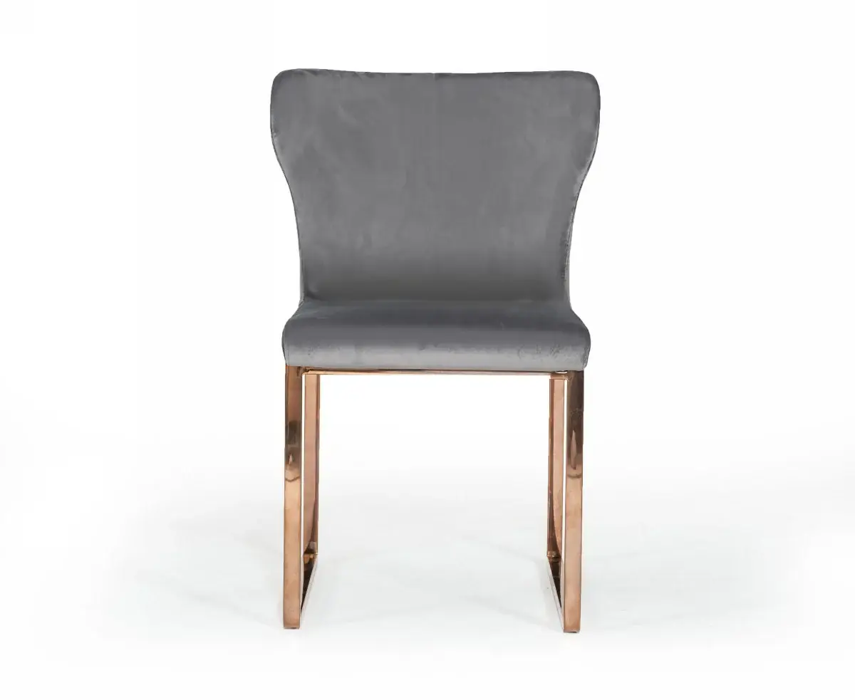 Gray Rosegold Velvet Dining Chair - Image 2