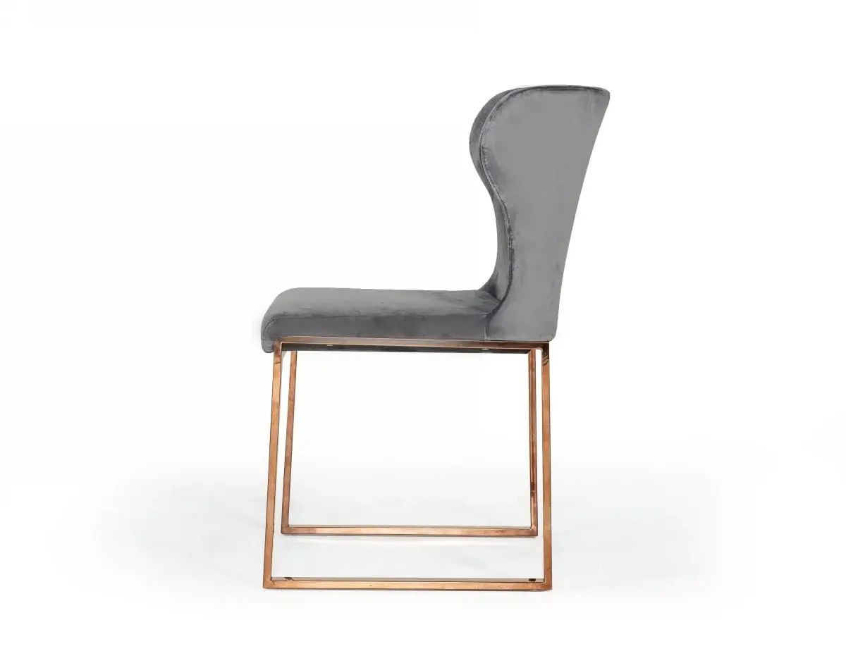 Gray Rosegold Velvet Dining Chair - Image 3