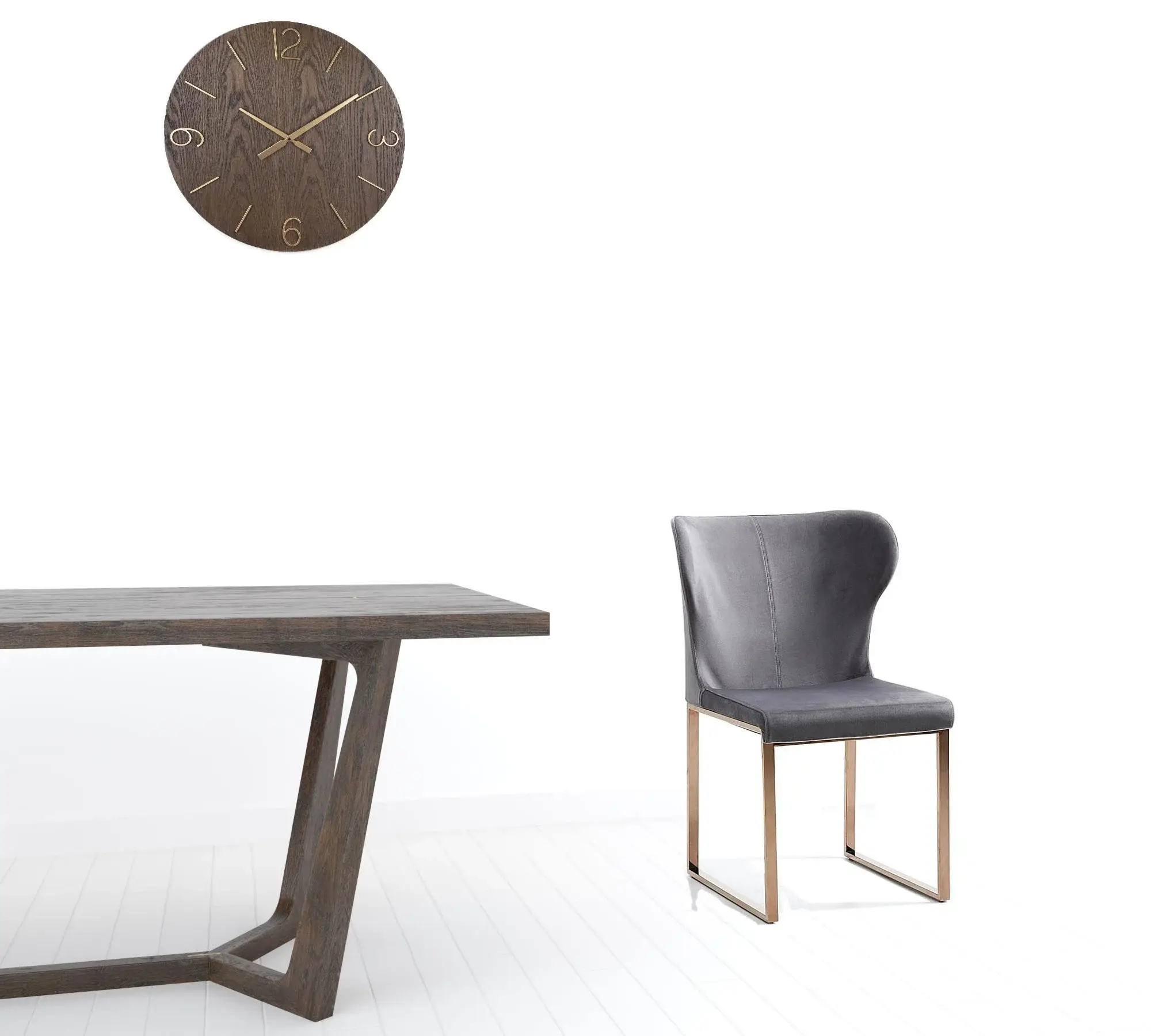 Gray Rosegold Velvet Dining Chair - Image 5