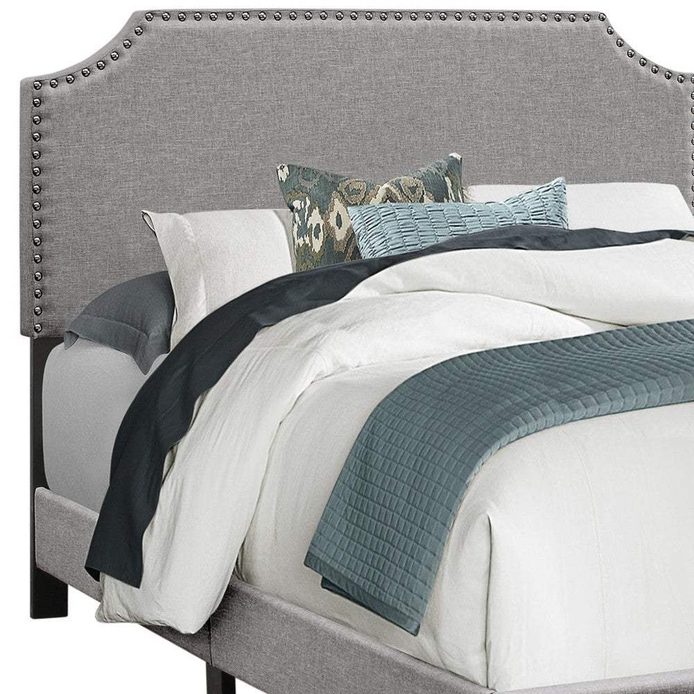 Gray Solid and Manufactured Wood Full Upholstered Faux Leather Bed Frame - Image 4