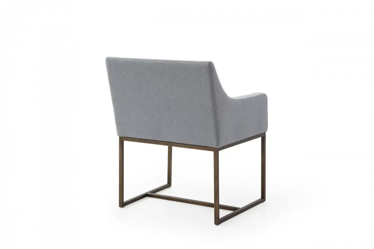 Gray Velvet Antique Brass Dining Chair - Image 2