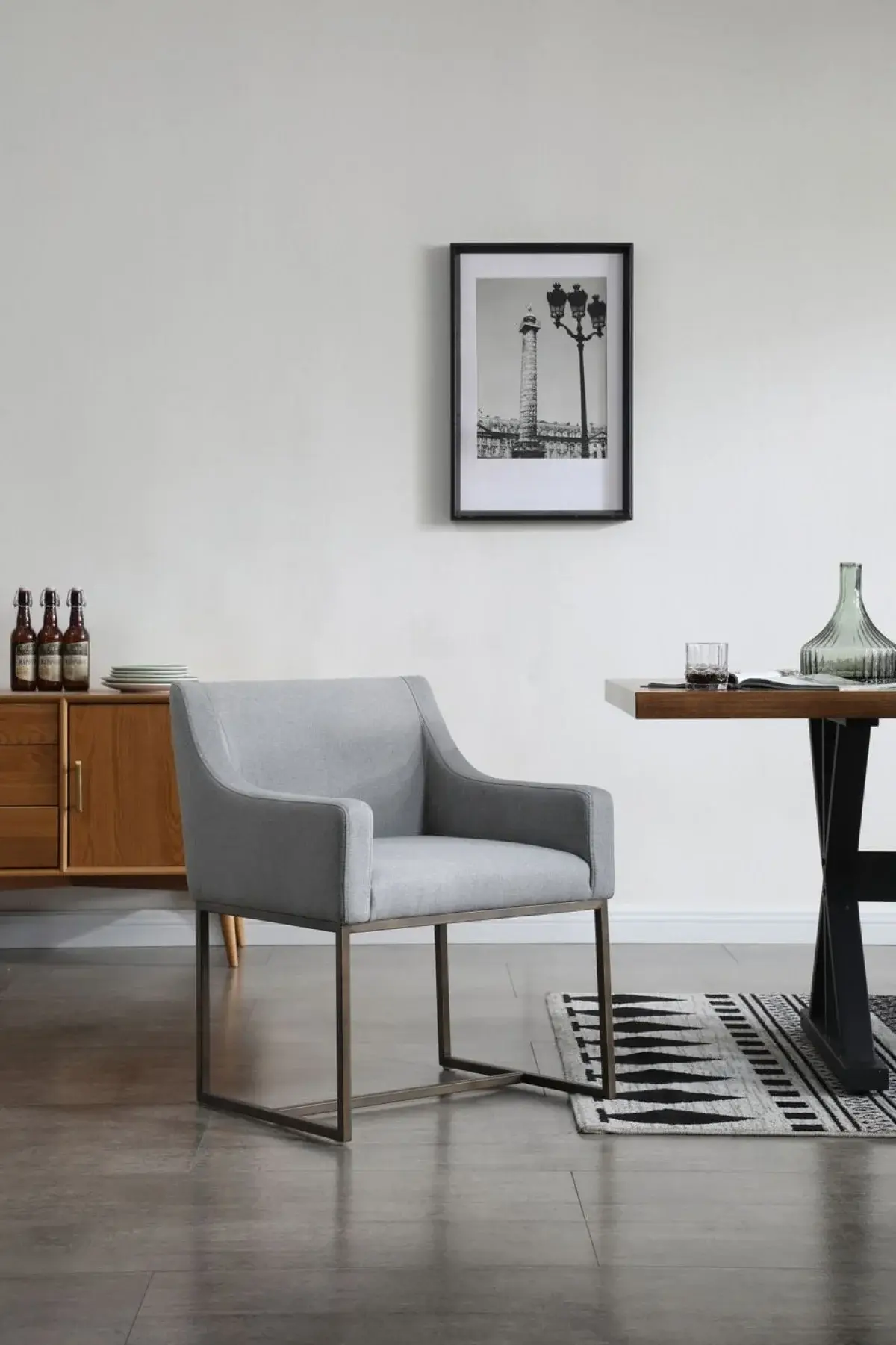 Gray Velvet Antique Brass Dining Chair - Image 6