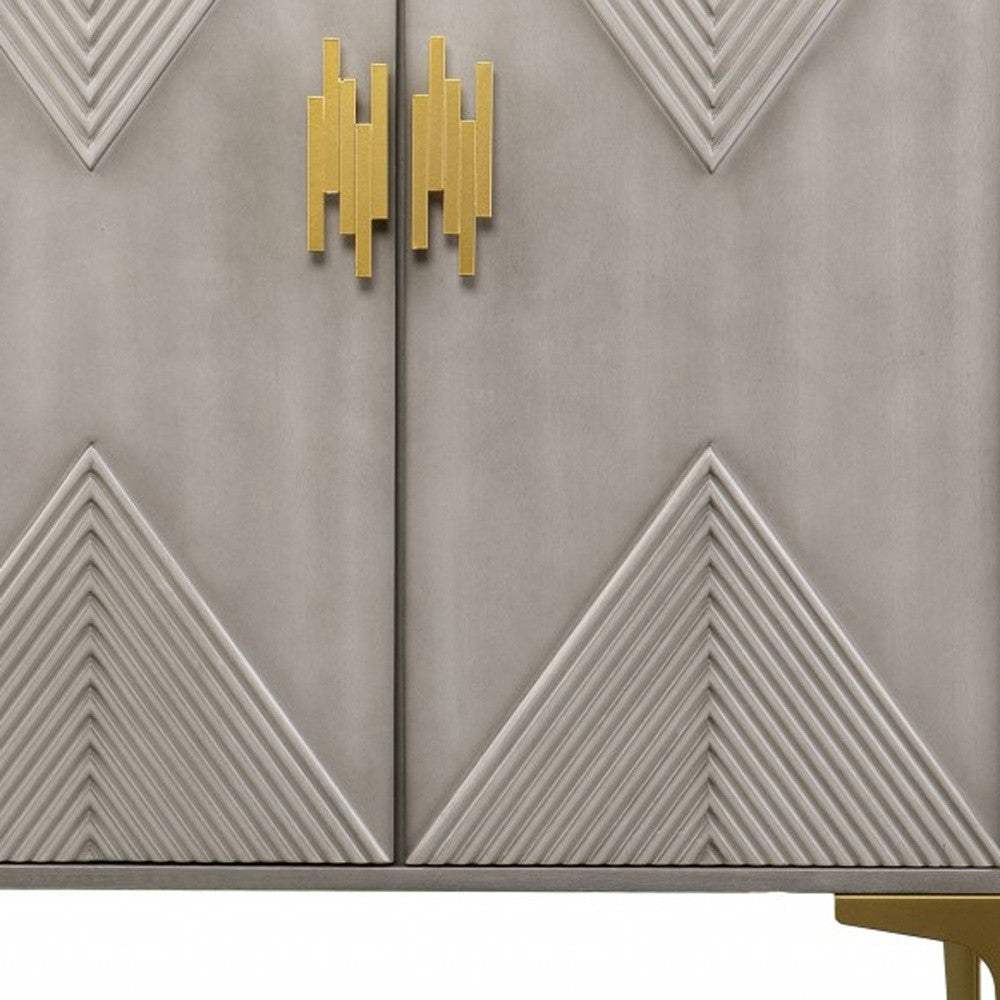 Graywash Textured Geo Contemporary Accent Cabinet - Image 6