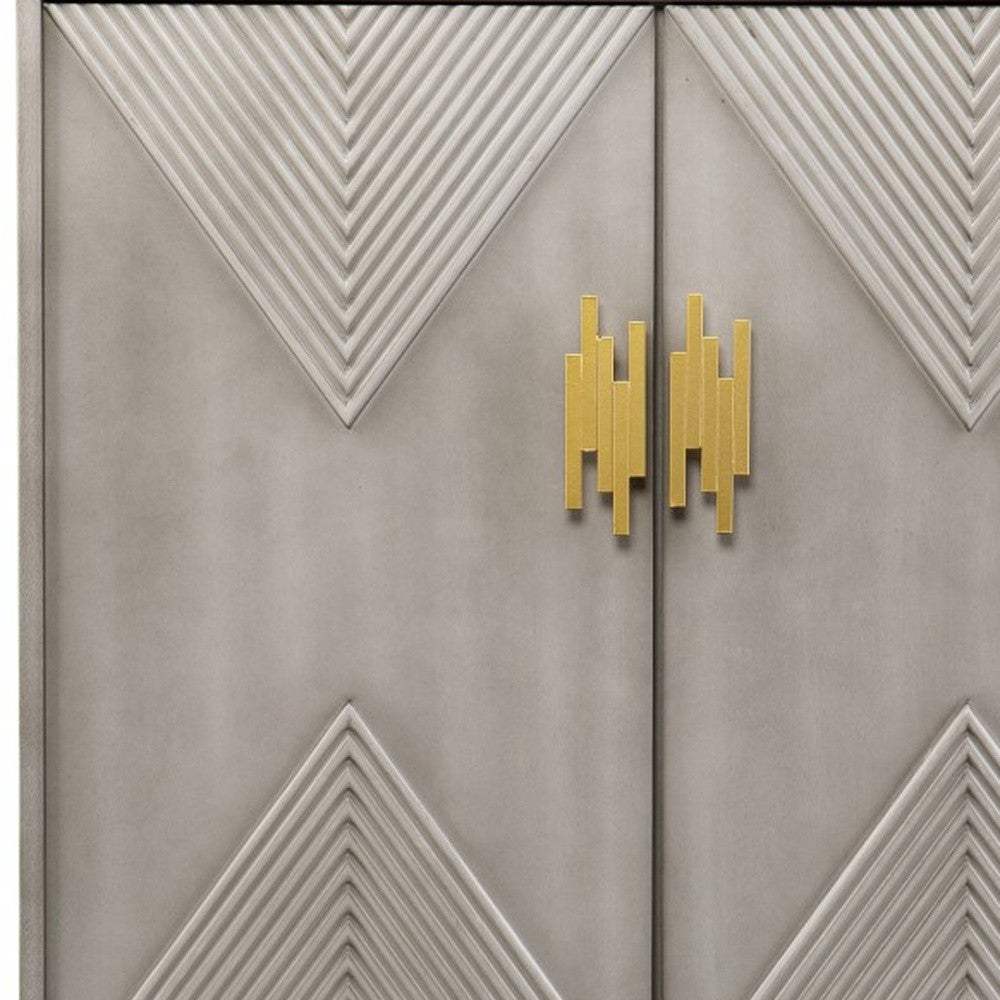 Graywash Textured Geo Contemporary Accent Cabinet - Image 8