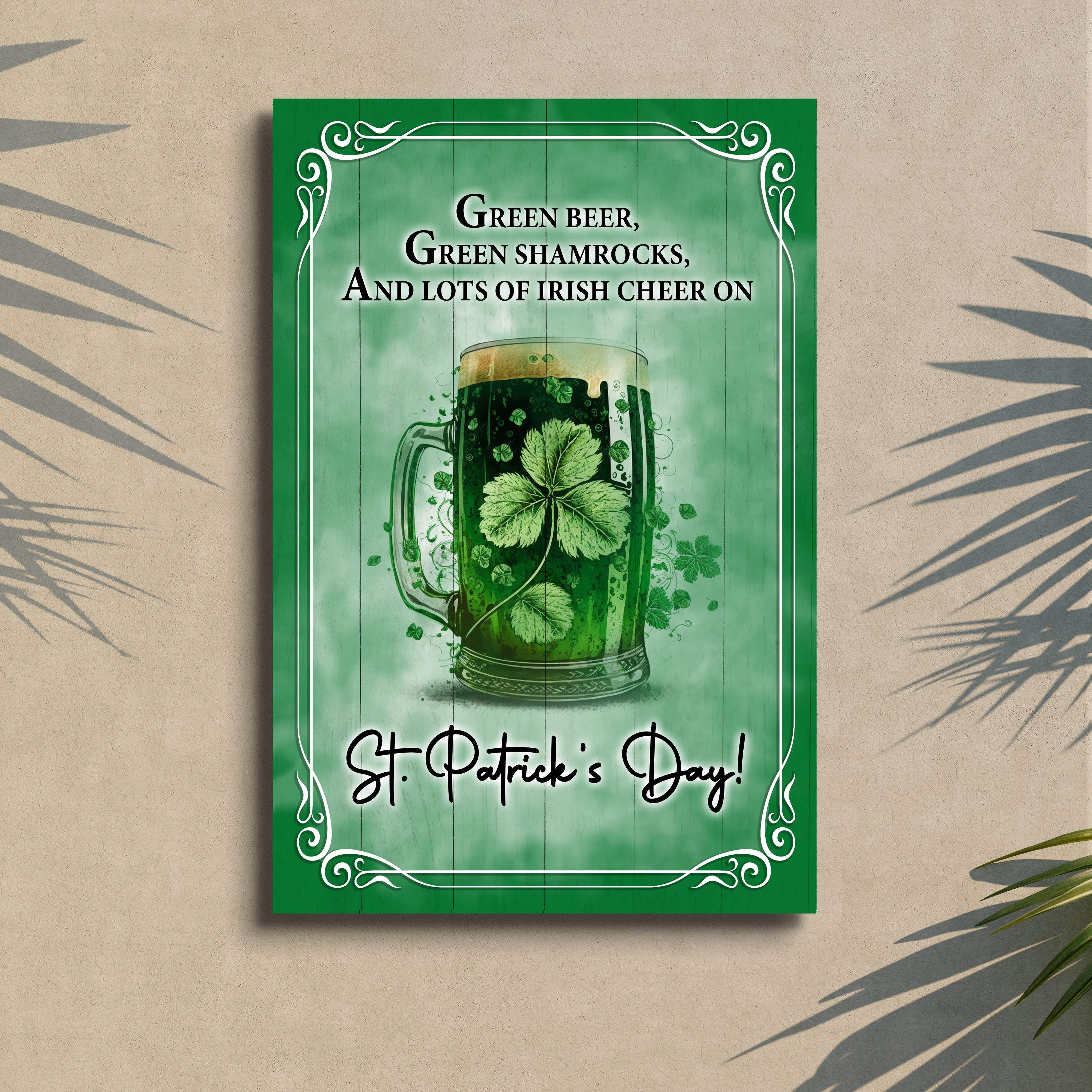 Green Beer, Green Shamrocks St. Patrick's Day Sign - Image 2