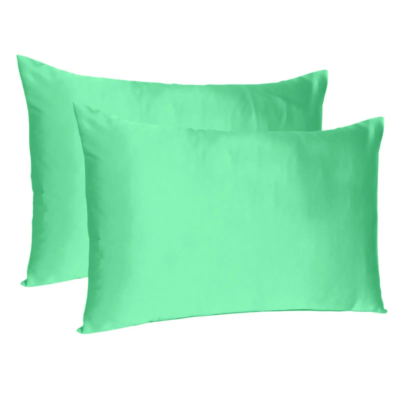 Green Dreamy Set Of 2 Silky Satin Queen Pillowcases - Image 3