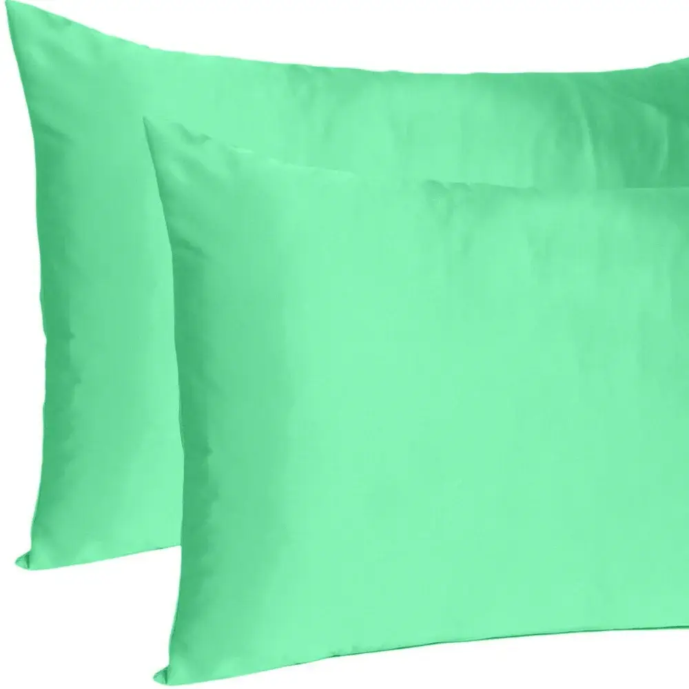 Green Dreamy Set Of 2 Silky Satin Queen Pillowcases - Image 7