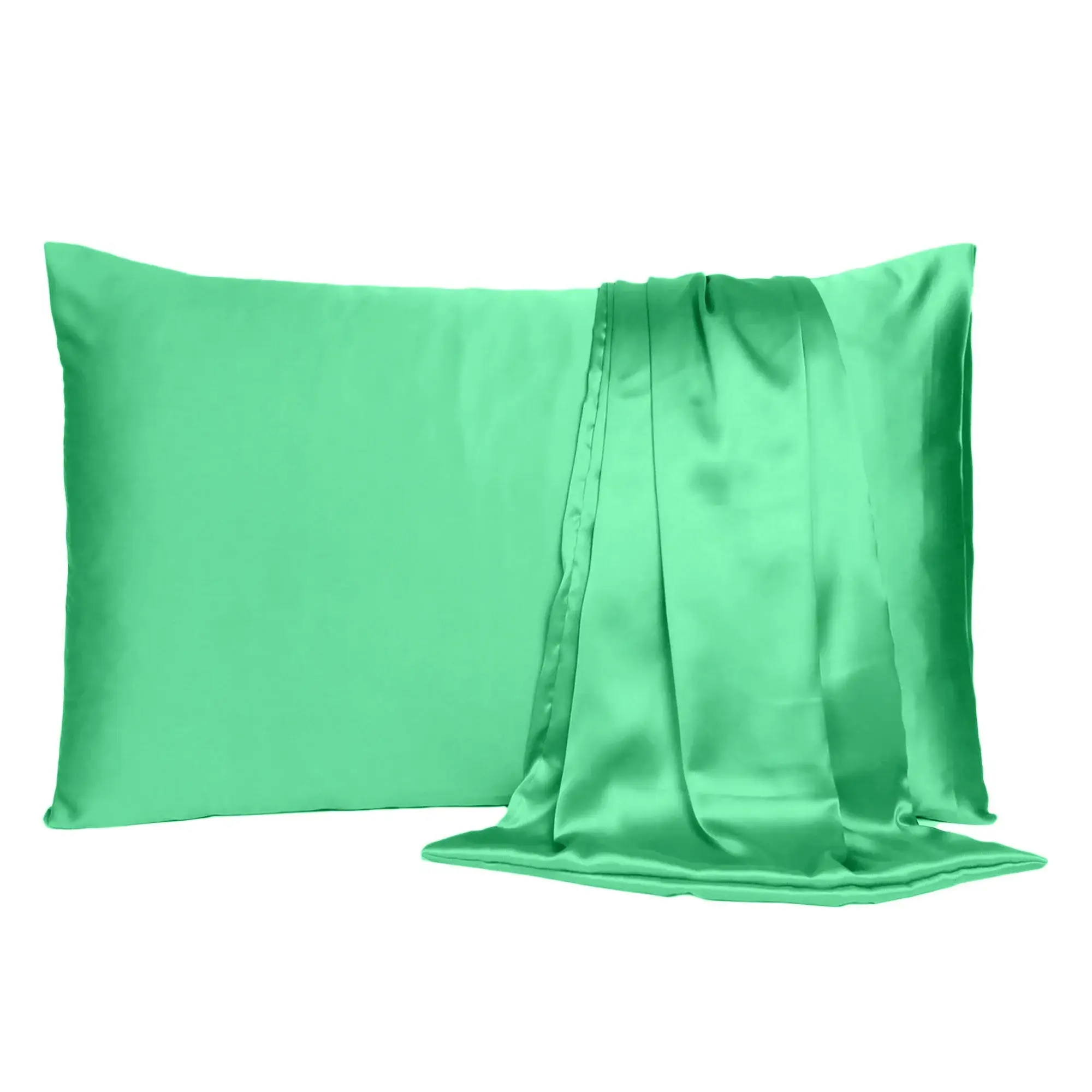Green Dreamy Set Of 2 Silky Satin Standard Pillowcases - Image 4