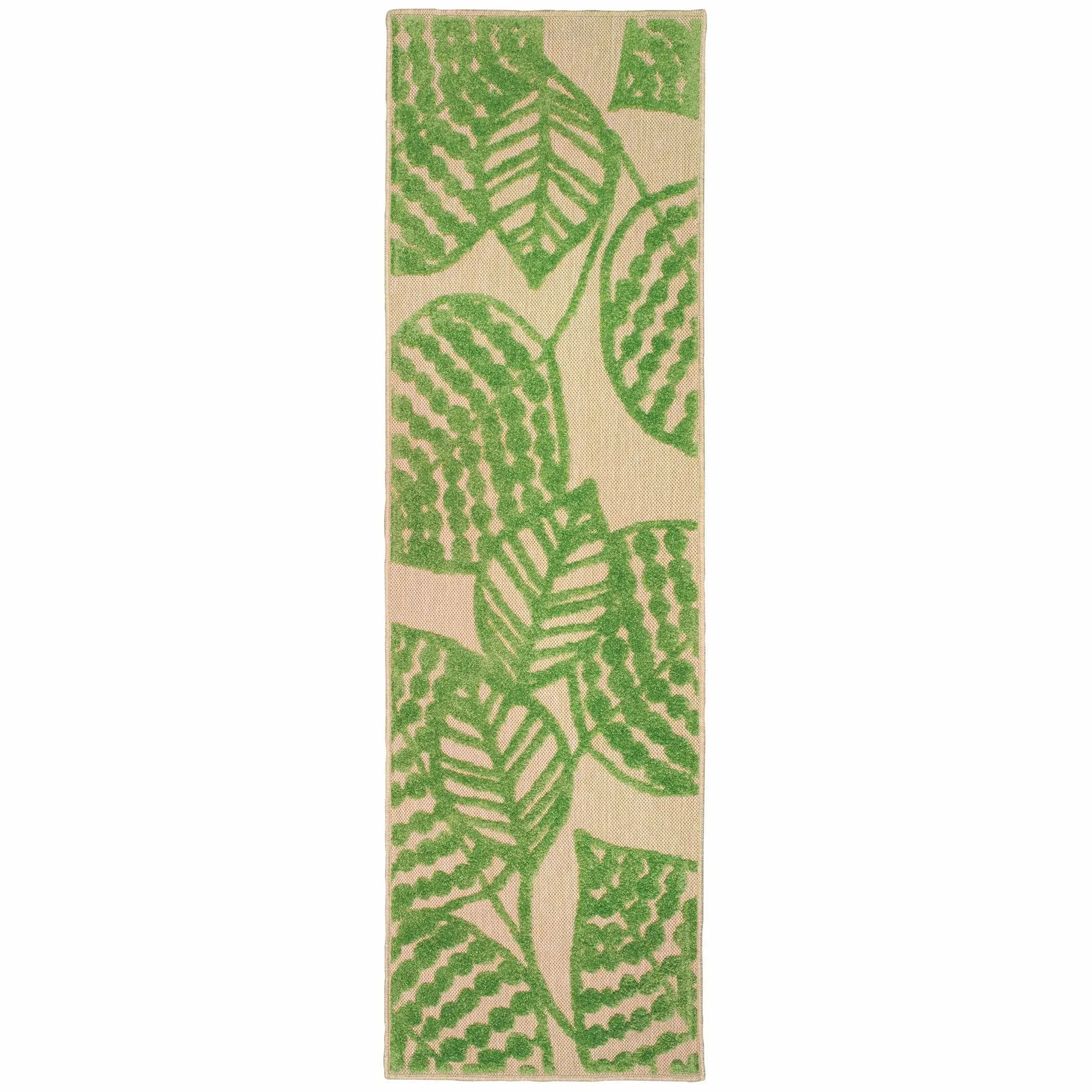 Green Floral Indoor Outdoor Area Rug - Image 2