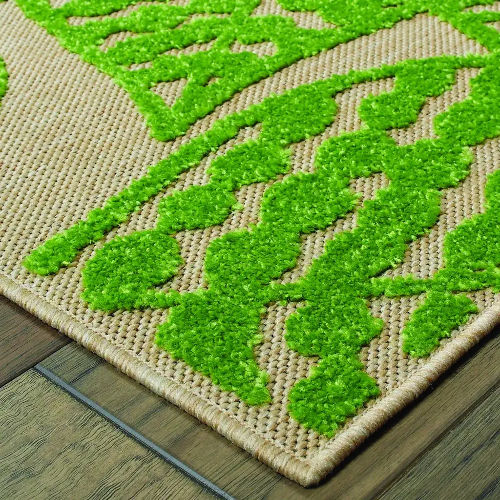 Green Floral Indoor Outdoor Area Rug - Image 3