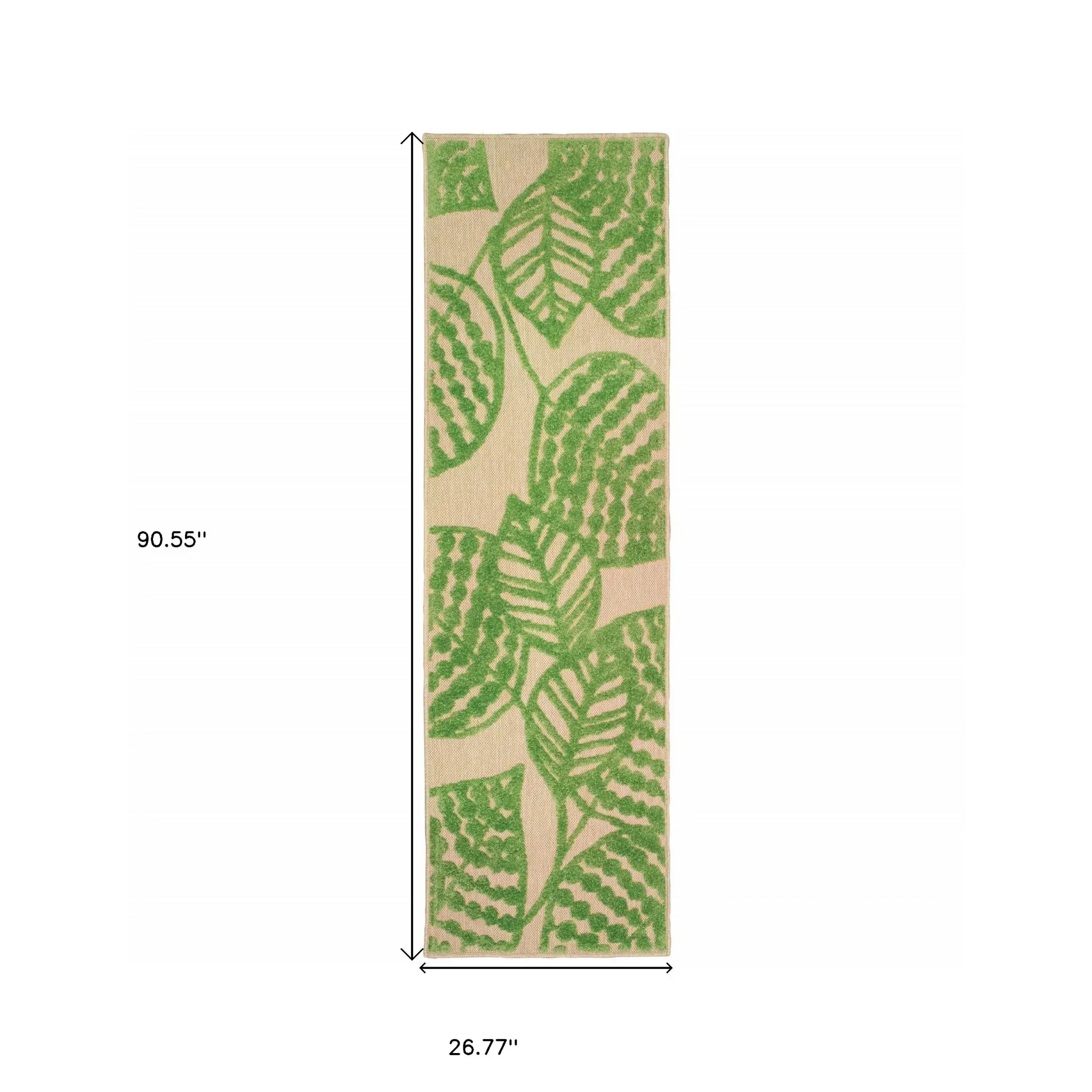 Green Floral Indoor Outdoor Area Rug - Image 4