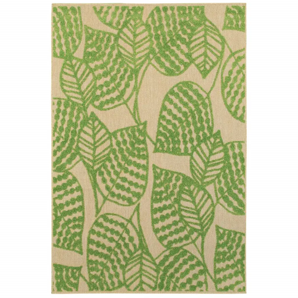 Green Floral Indoor Outdoor Area Rug - Image 2