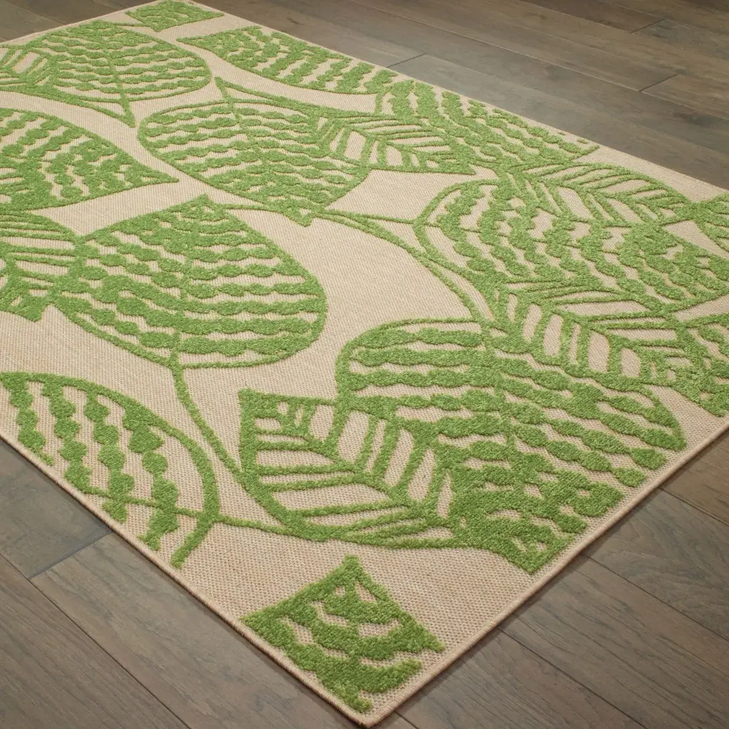 Green Floral Indoor Outdoor Area Rug - Image 7