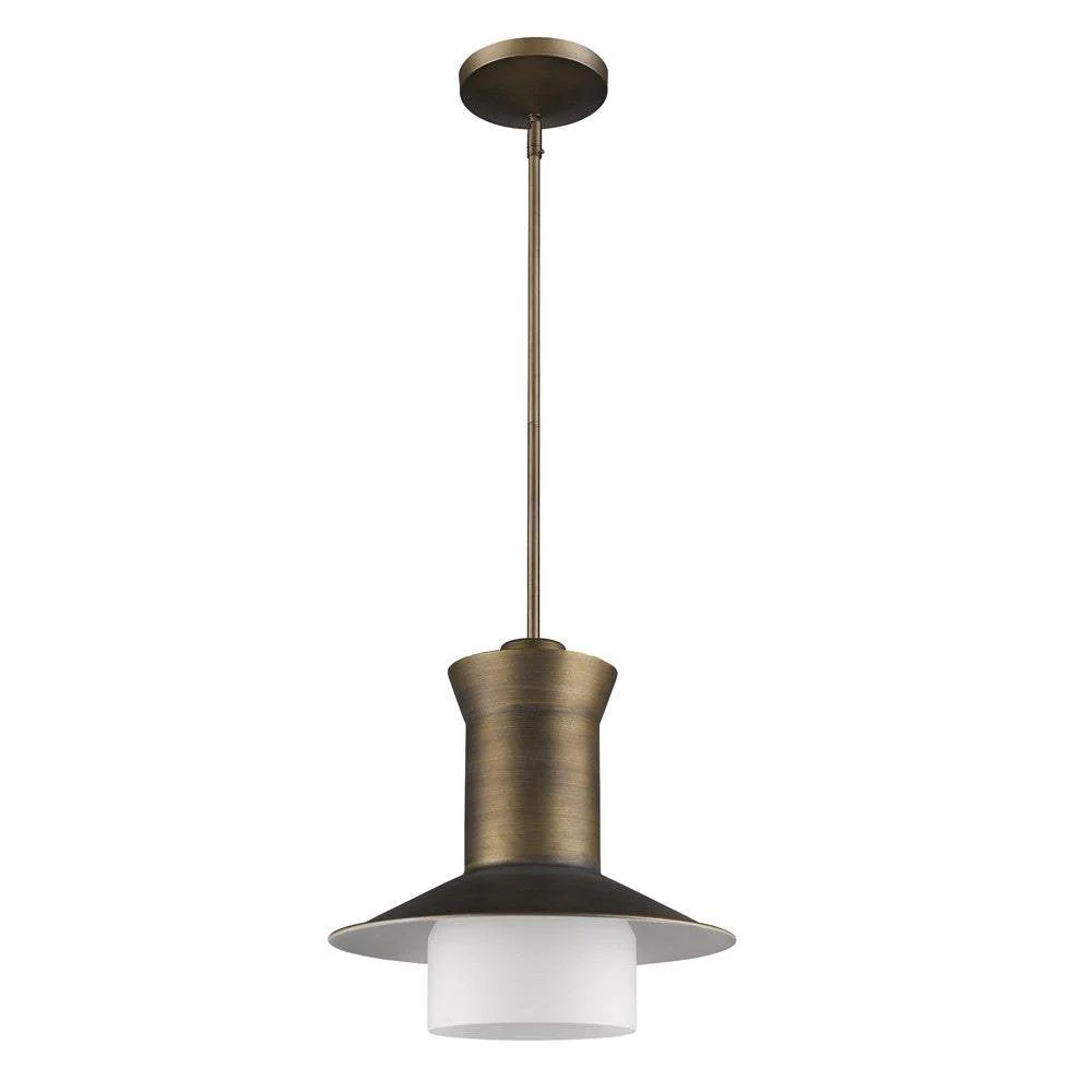 Greta 1-Light Raw Brass Pendant With Gloss White Interior And Etched Glass Shade - Image 2