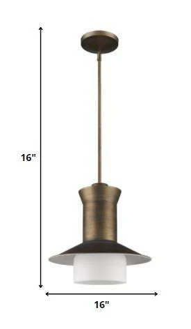 Greta 1-Light Raw Brass Pendant With Gloss White Interior And Etched Glass Shade - Image 4