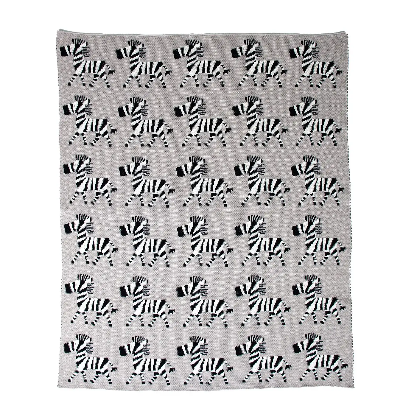 Grey Lots Of Zebras Woven Knitted Baby Blanket - Image 2