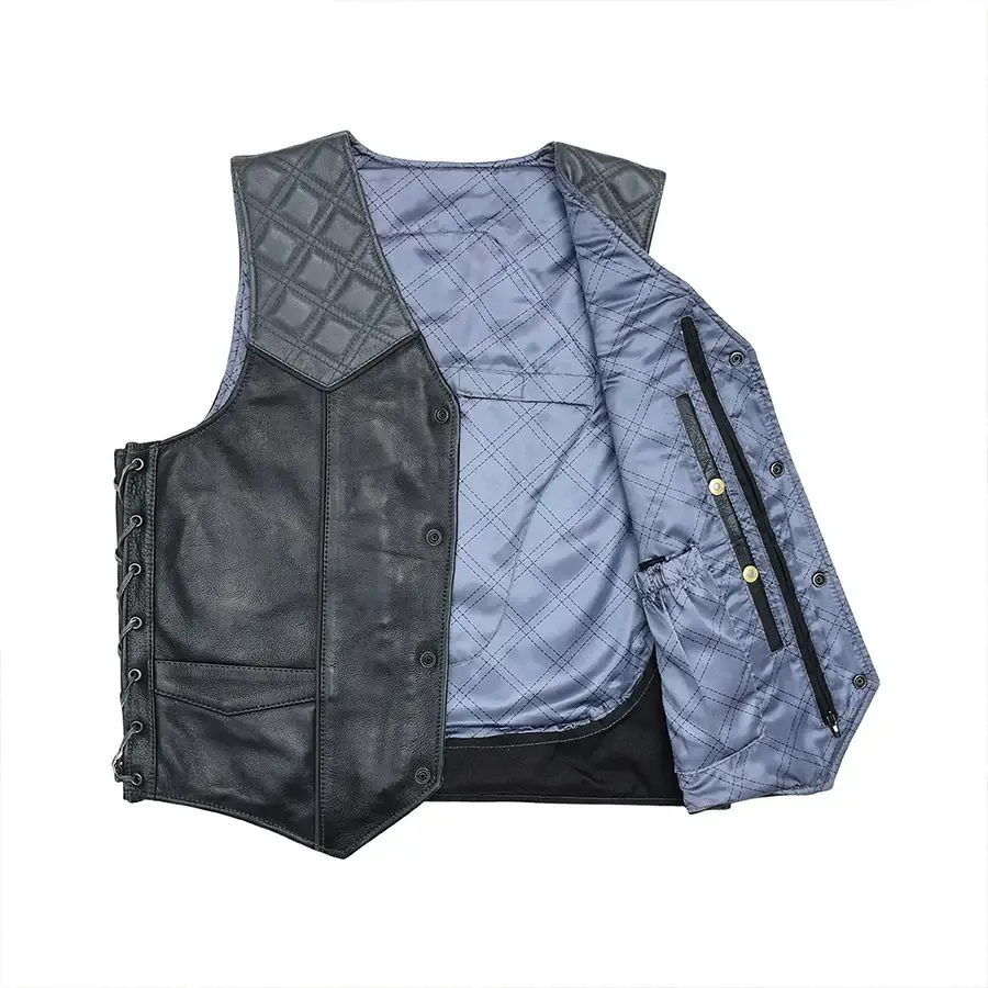 Hammer down Men's Western Style Leather Biker Vest - Image 3