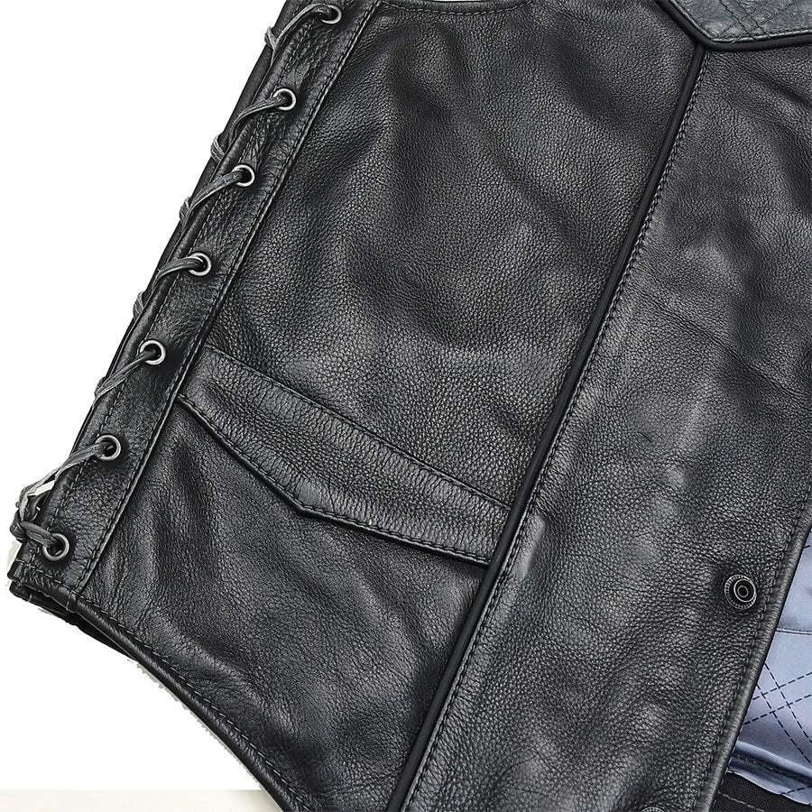 Hammer down Men's Western Style Leather Biker Vest - Image 5