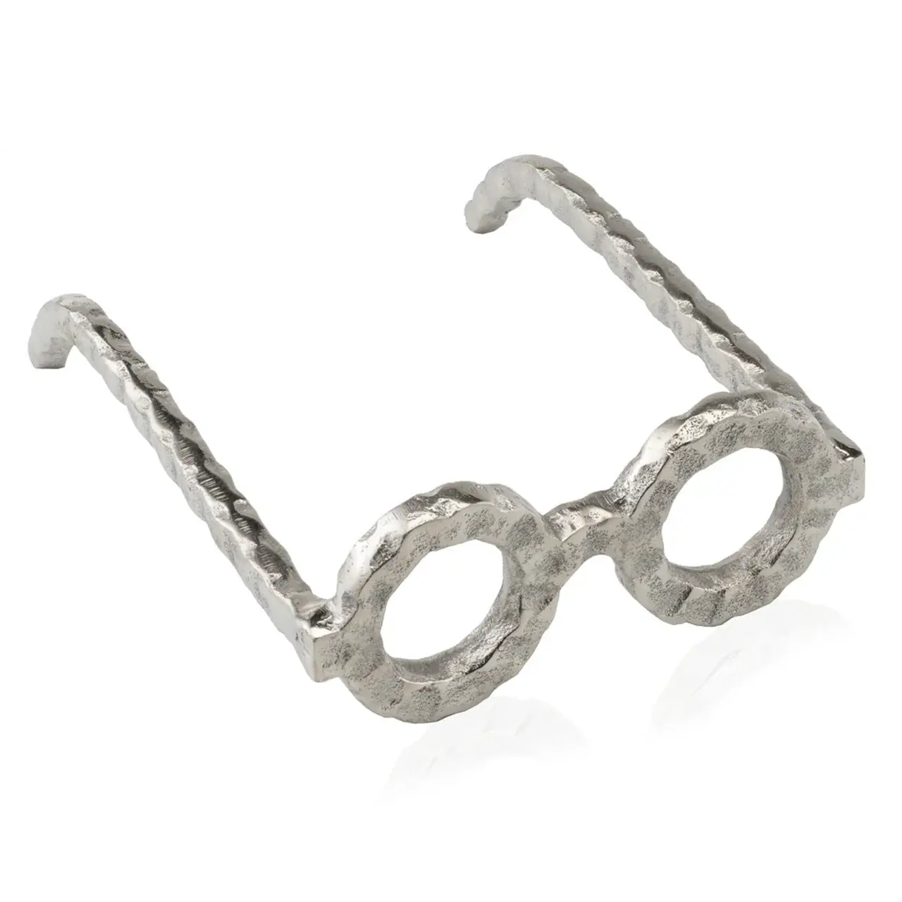 Hammered Silver Metal Eyeglasses Sculpture - Image 4