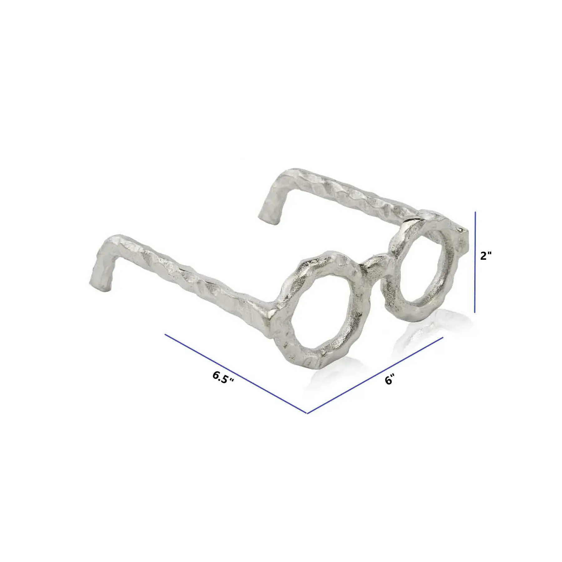 Hammered Silver Metal Eyeglasses Sculpture - Image 6