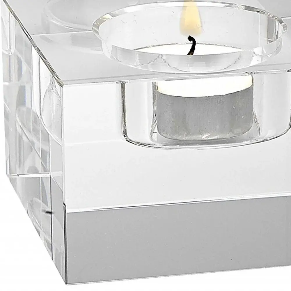 Hand Crafted Crystal Block Pair Of Tlite Holders - Image 4