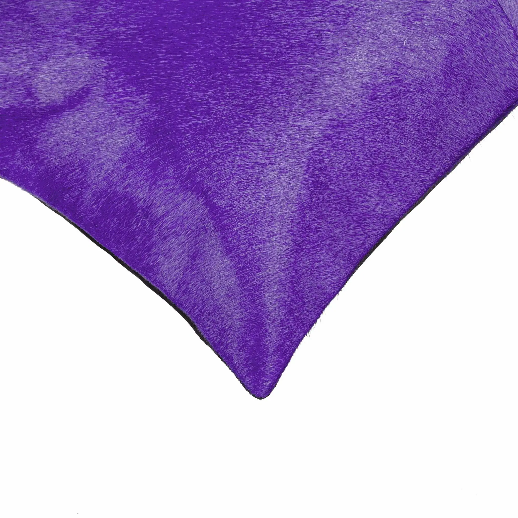 Hand Stitched Purple Natural Cowhide Decorative Lumbar Pillow - Image 3