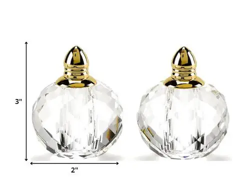 Handcrafted Optical Crystal And Gold Rounded Salt And Pepper Shakers - Image 7