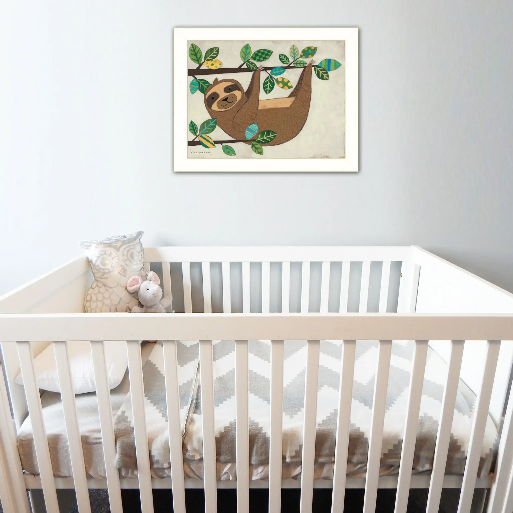 Hanging Sloth I 2 White Framed Print Wall Art - Image 4