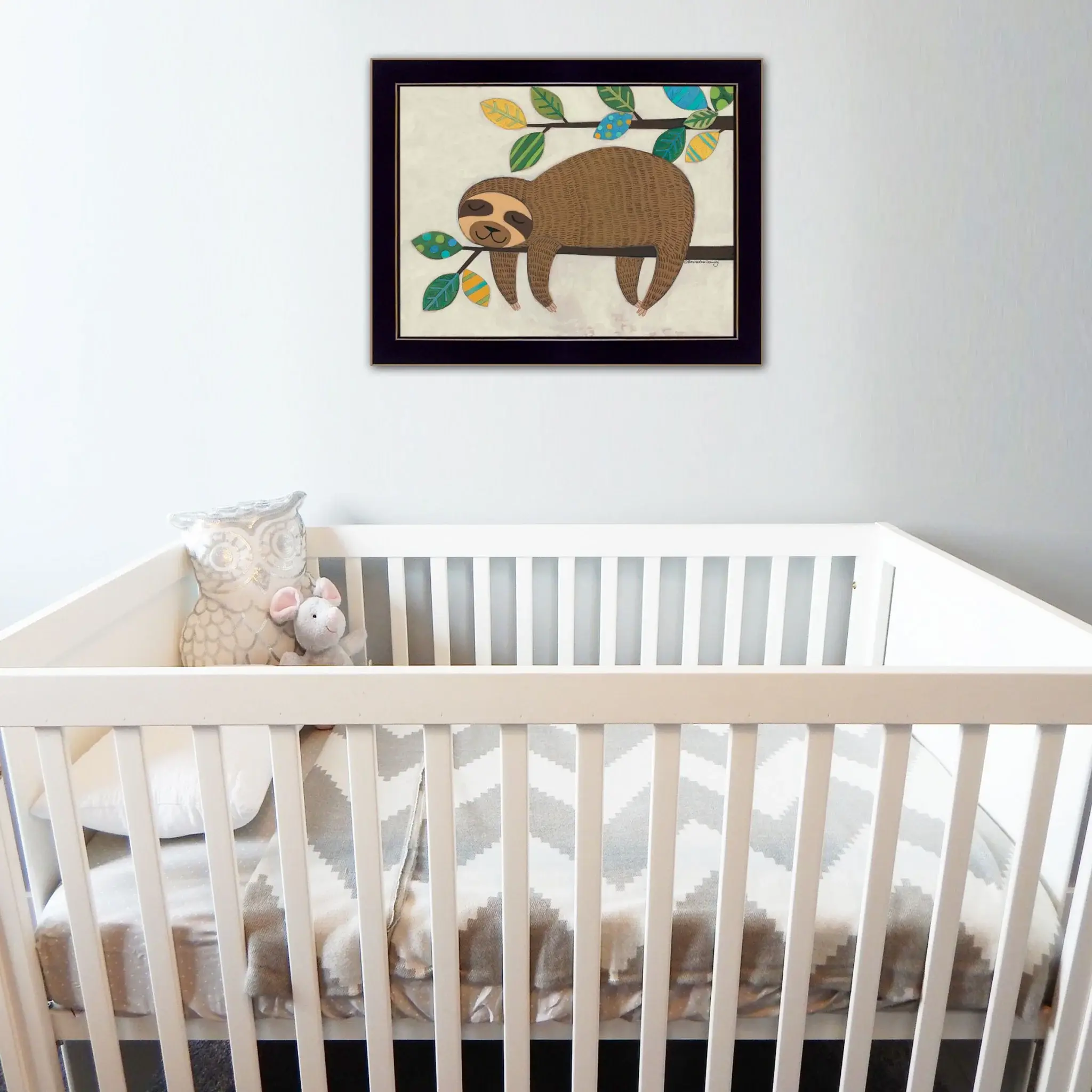 Hanging Sloth II 1 Black Framed Print Wall Art - Image 4