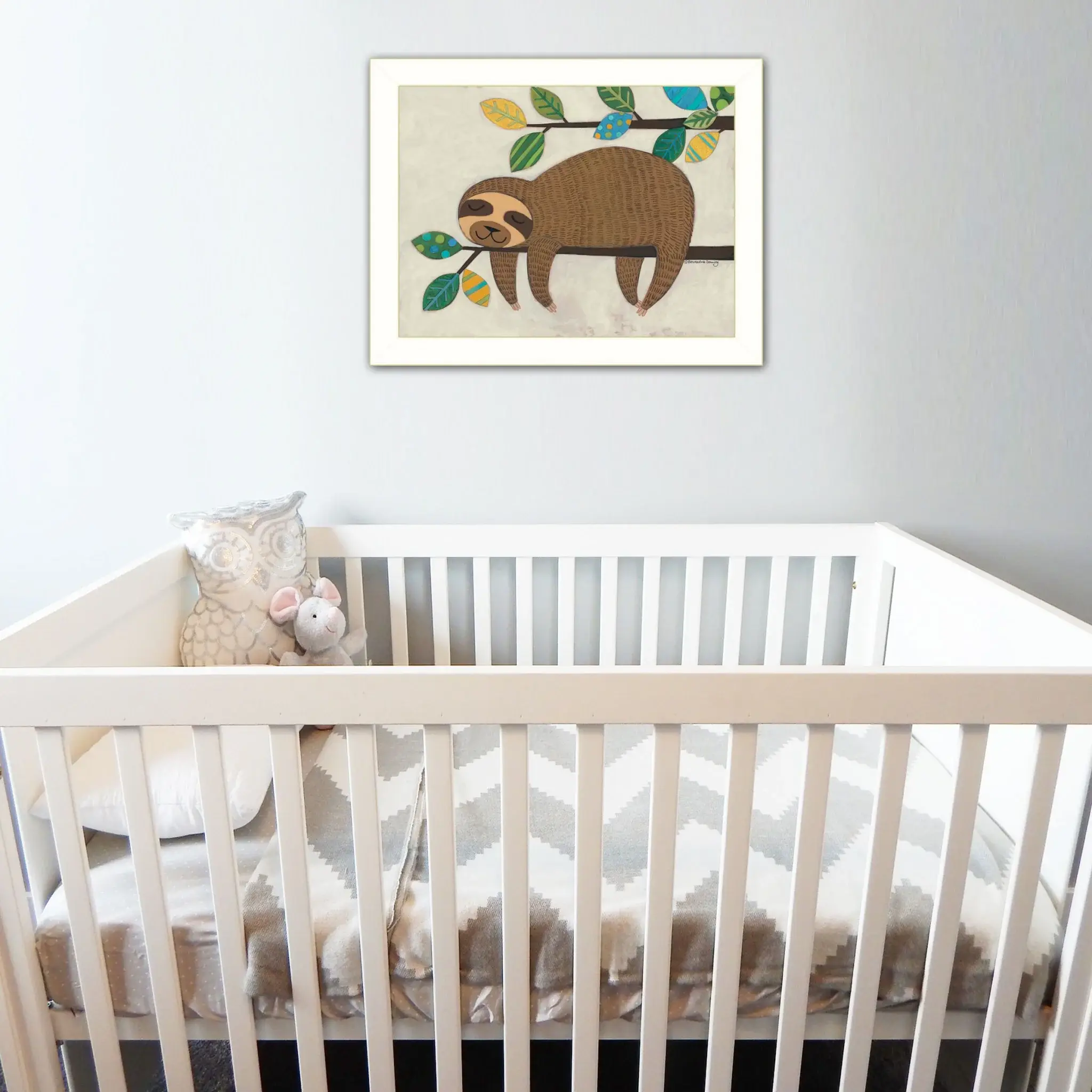 Hanging Sloth II 2 White Framed Print Wall Art - Image 4