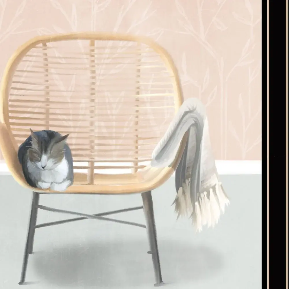 Happy Cat 1 Black Framed Print Wall Art - Image 3
