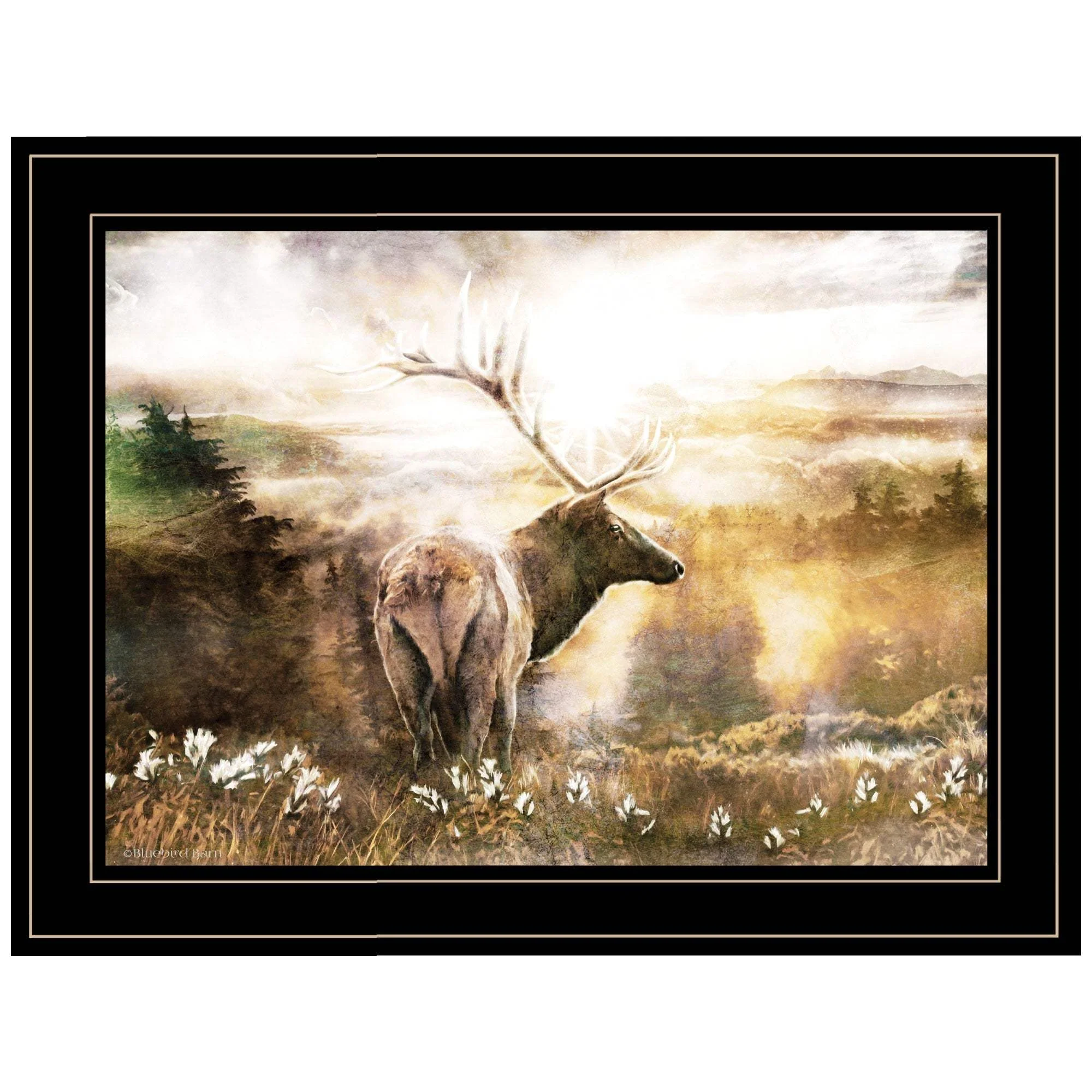 Heading Home Elk 2 Black Framed Print Wall Art - Image 2