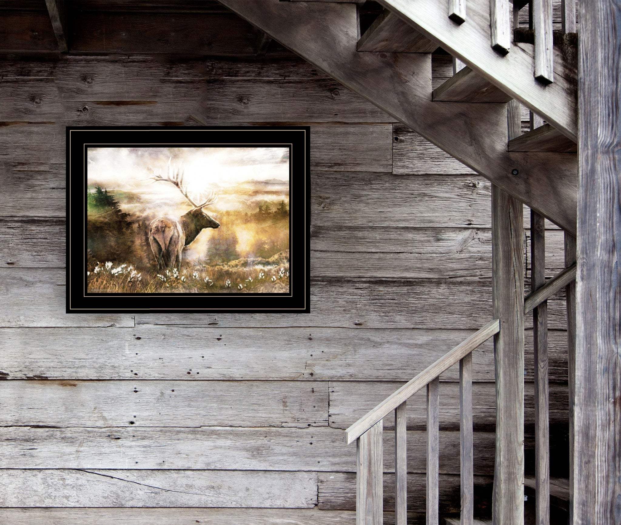 Heading Home Elk 2 Black Framed Print Wall Art - Image 4