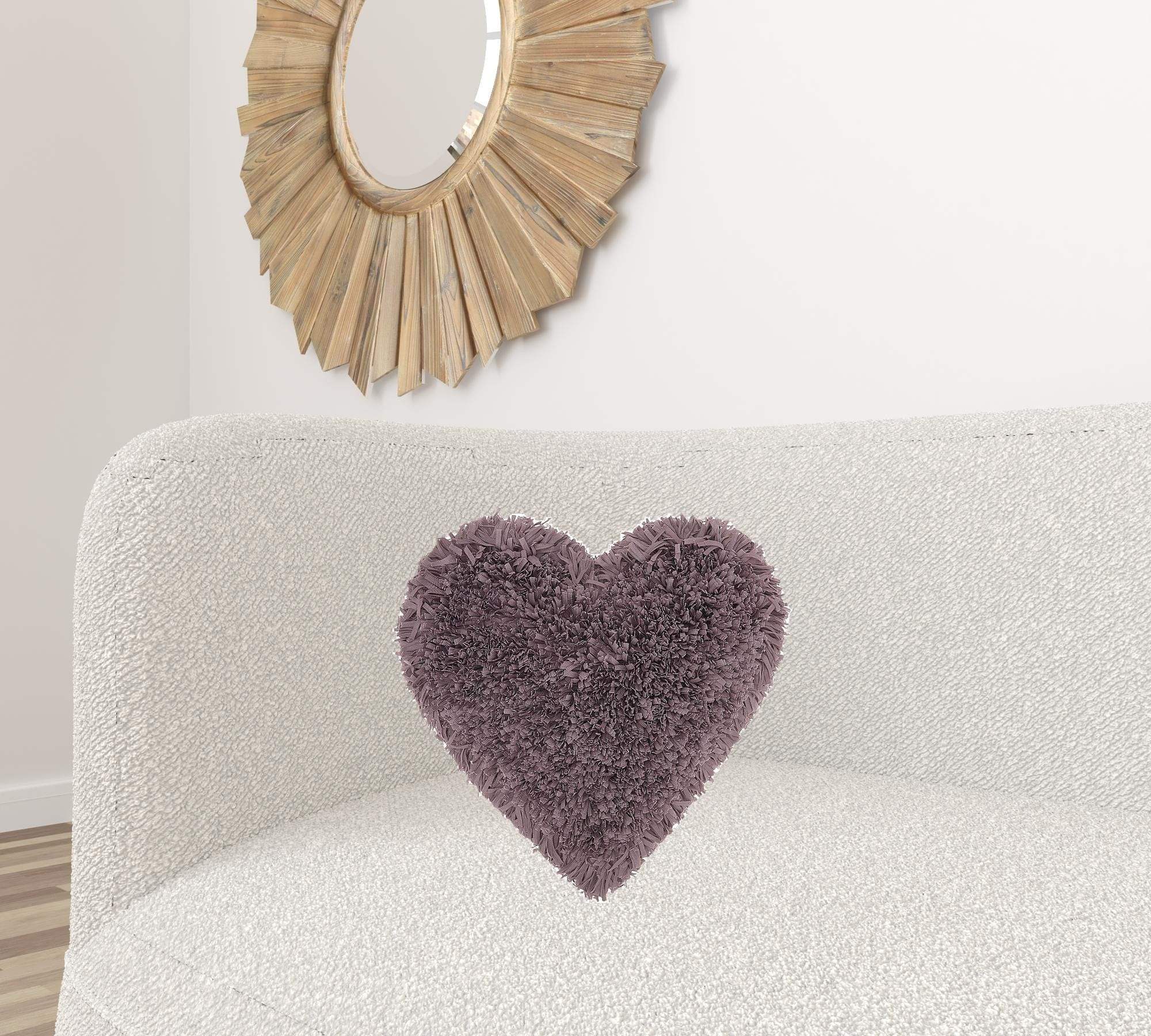 Heart Shaped Lavendar Shag Accent Pillow - Image 2