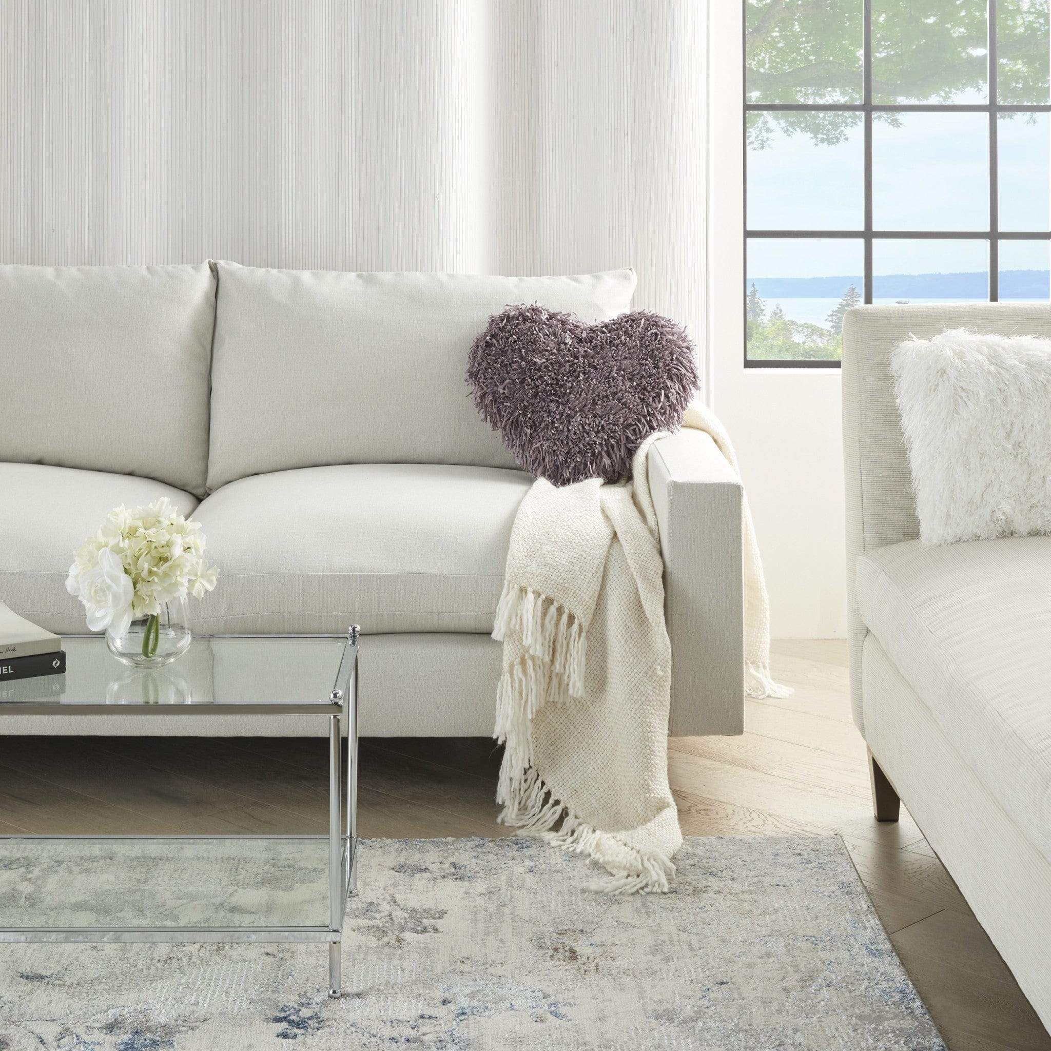 Heart Shaped Lavendar Shag Accent Pillow - Image 4