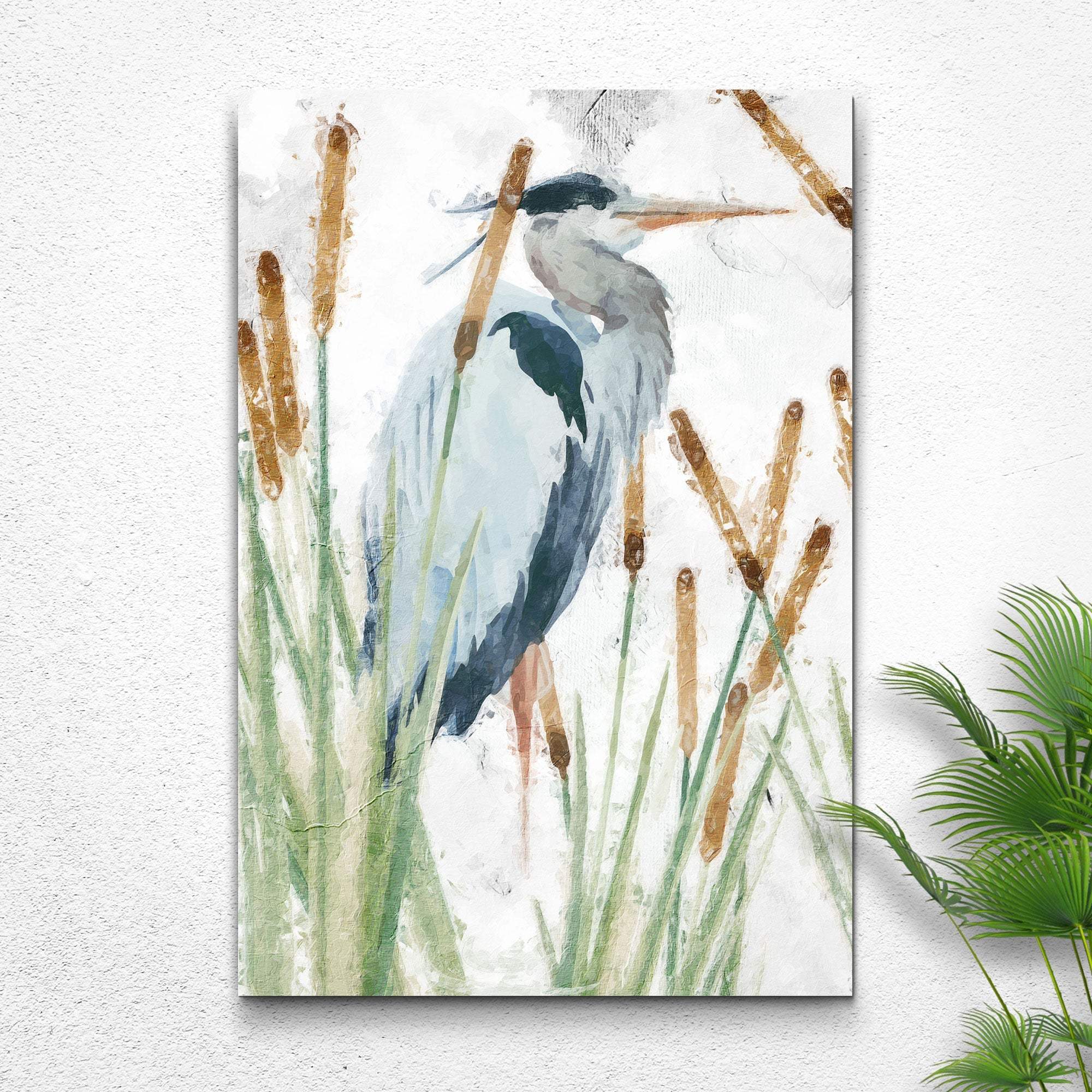 Heron In The Reeds Canvas Wall Art II - Image 2