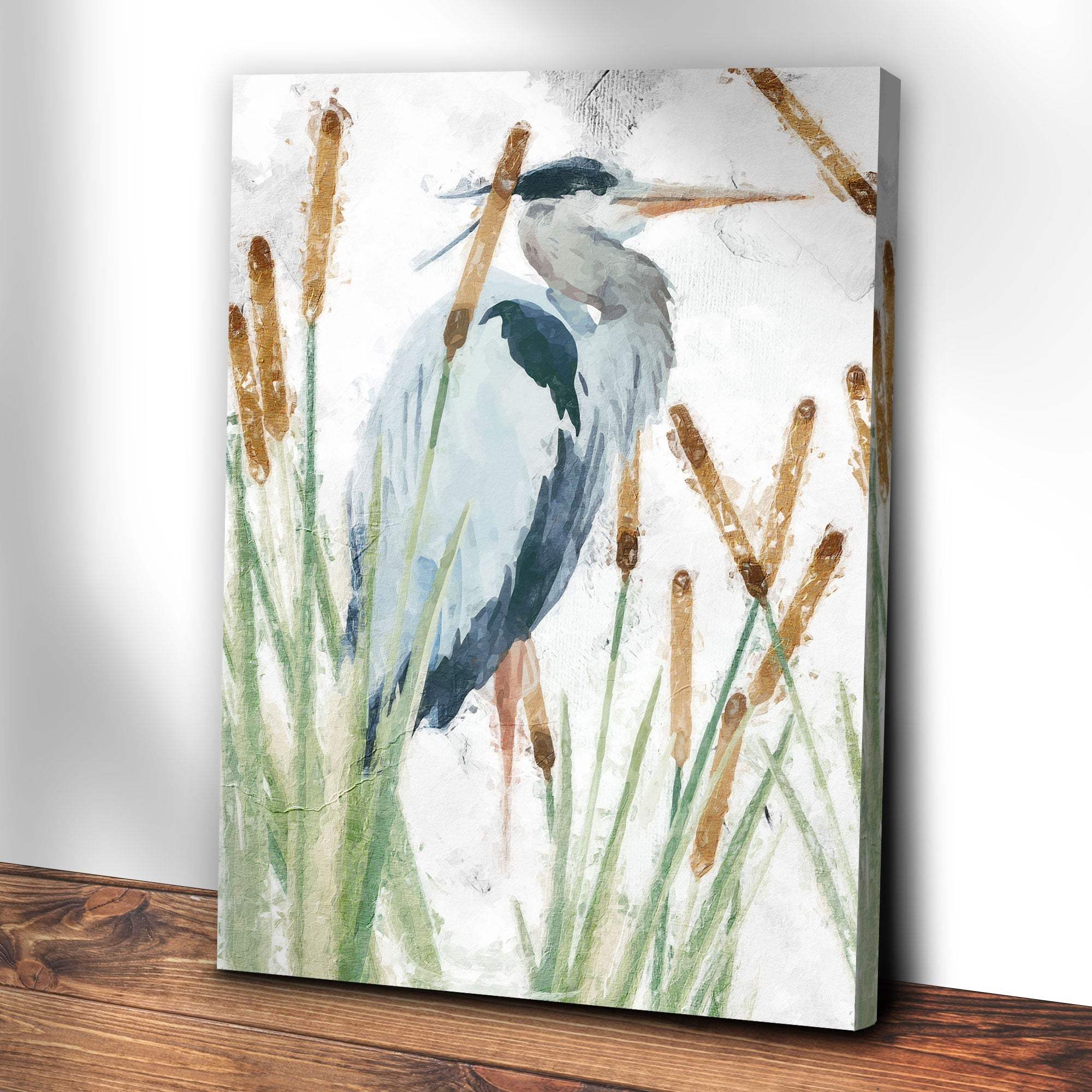 Heron In The Reeds Canvas Wall Art II - Image 3