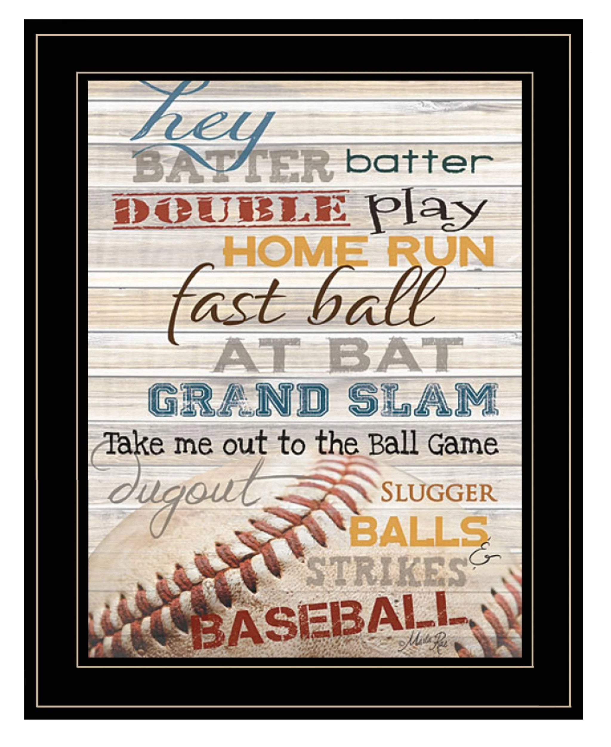 Hey Batter Batter 2 Black Framed Print Wall Art - Image 2