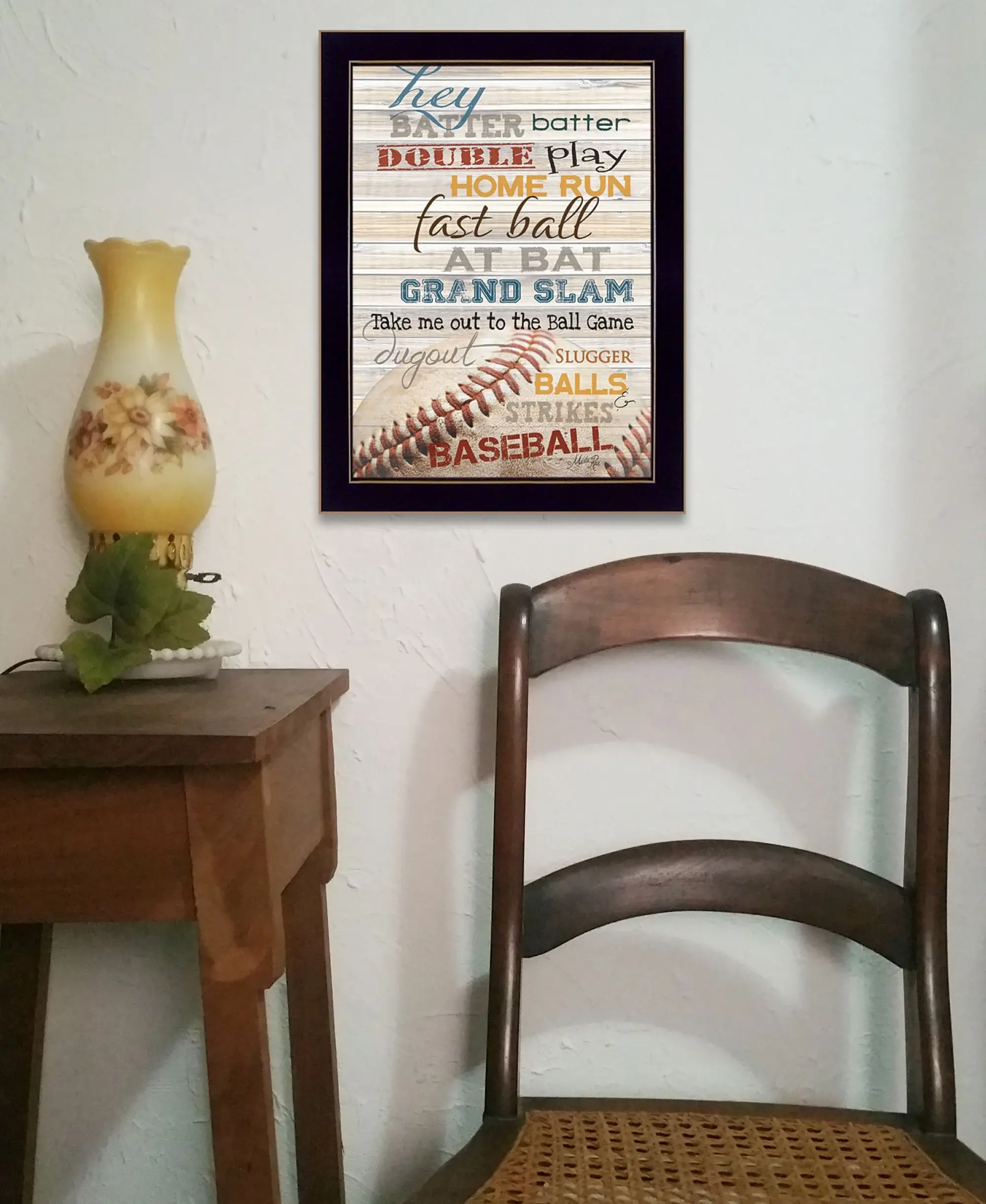 Hey Batter Batter 3 Black Framed Print Wall Art - Image 5