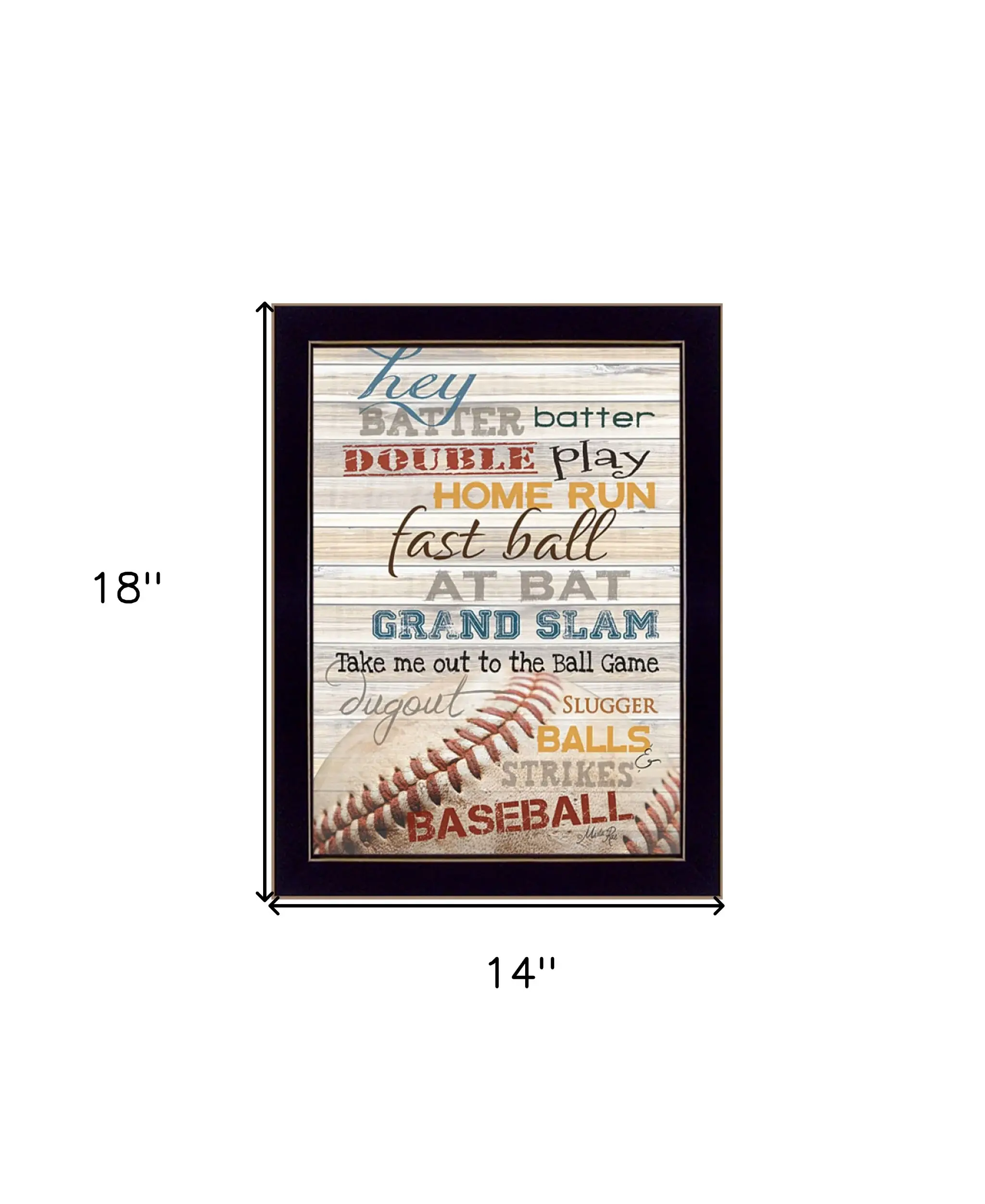 Hey Batter Batter 3 Black Framed Print Wall Art - Image 6